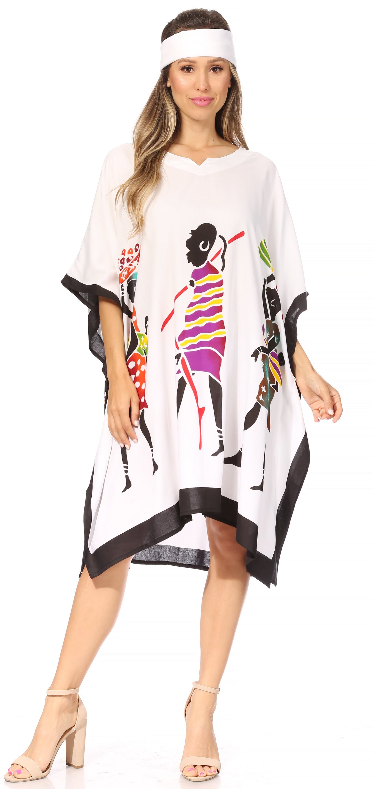 Sakkas Trina Women's Casual Loose Beach Poncho Caftan Dress Cover-up Many Print - Concordia Style Boutique