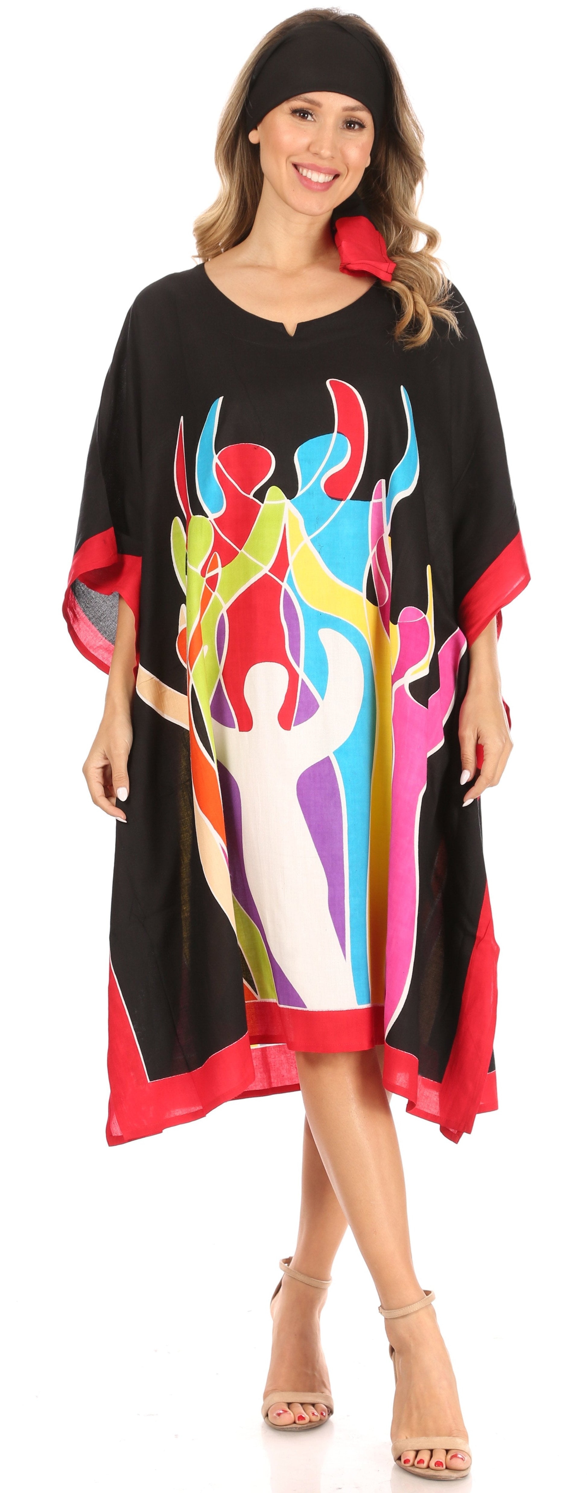 Sakkas Trina Women's Casual Loose Beach Poncho Caftan Dress Cover-up Many Print - Concordia Style Boutique