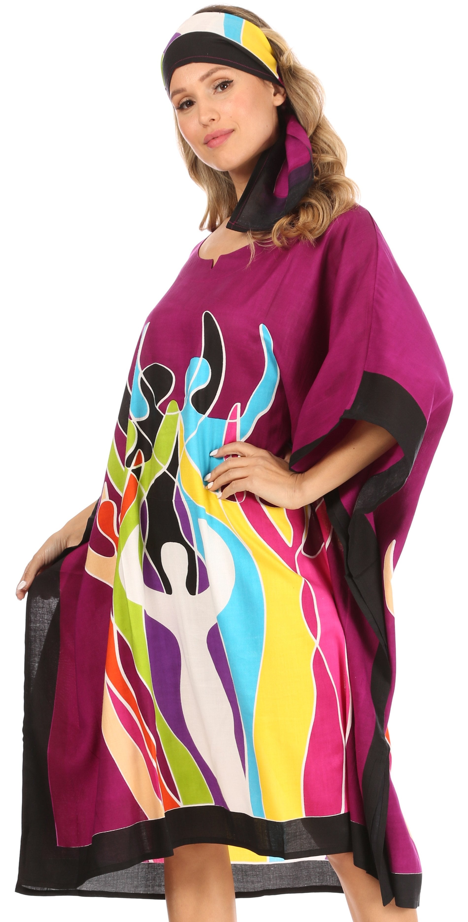 Sakkas Trina Women's Casual Loose Beach Poncho Caftan Dress Cover-up Many Print - Concordia Style Boutique