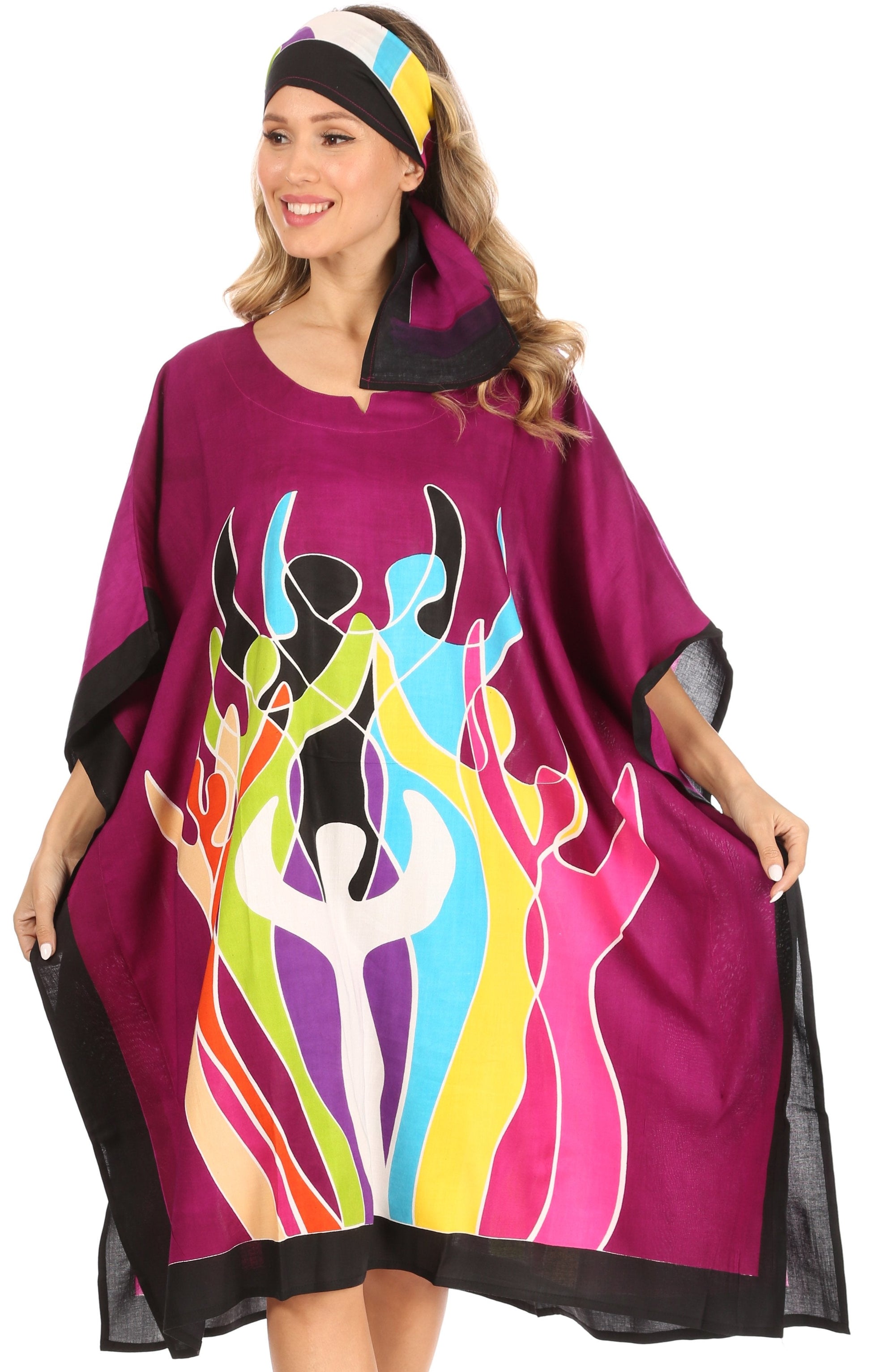 Sakkas Trina Women's Casual Loose Beach Poncho Caftan Dress Cover-up Many Print - Concordia Style Boutique