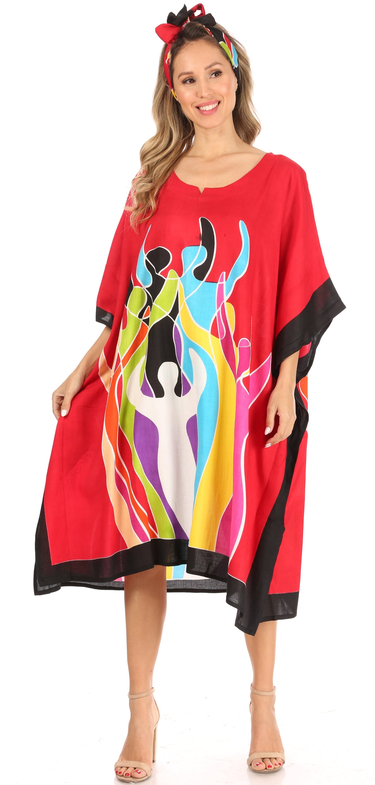Sakkas Trina Women's Casual Loose Beach Poncho Caftan Dress Cover-up Many Print - Concordia Style Boutique