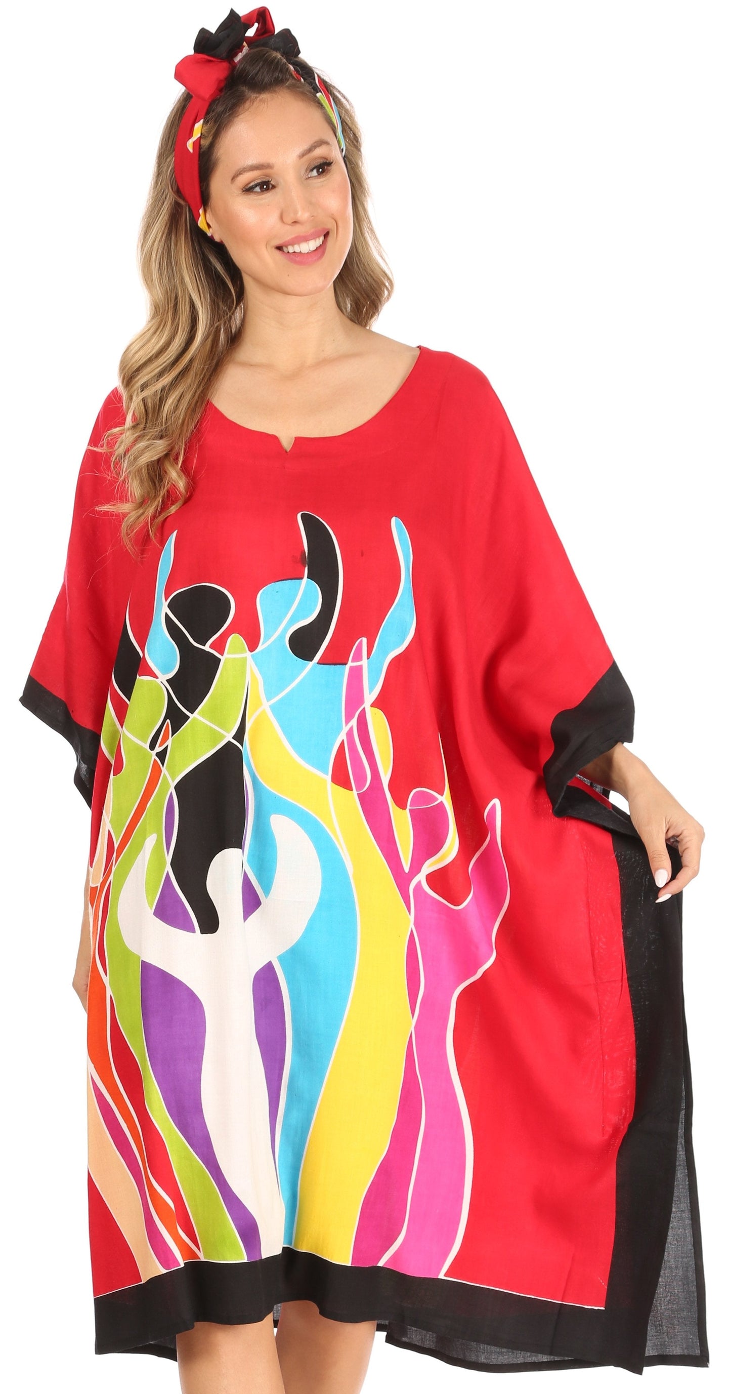 Sakkas Trina Women's Casual Loose Beach Poncho Caftan Dress Cover-up Many Print - Concordia Style Boutique