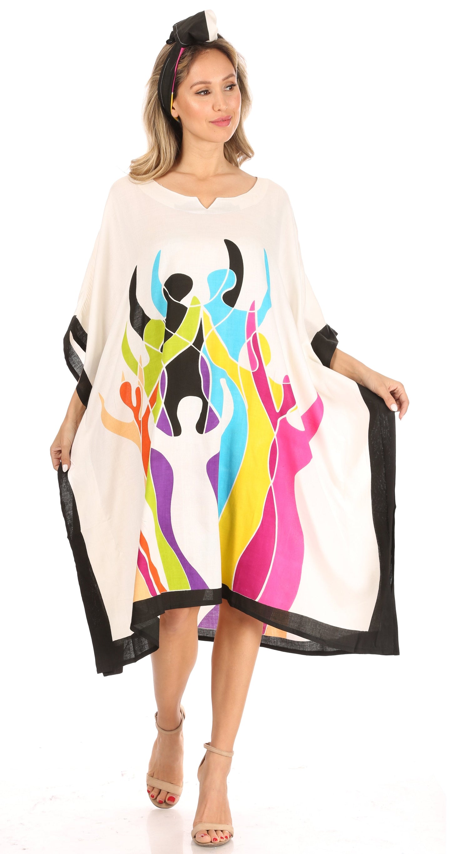 Sakkas Trina Women's Casual Loose Beach Poncho Caftan Dress Cover-up Many Print - Concordia Style Boutique