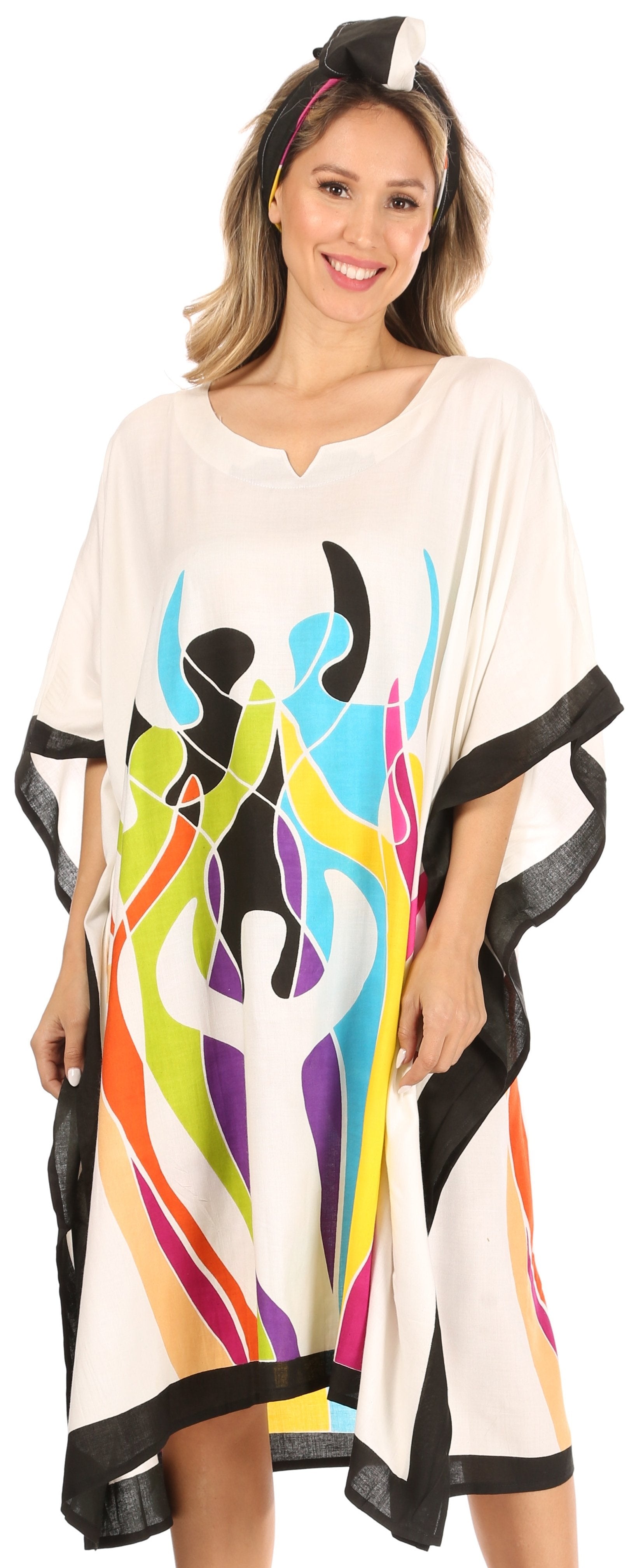 Sakkas Trina Women's Casual Loose Beach Poncho Caftan Dress Cover-up Many Print - Concordia Style Boutique