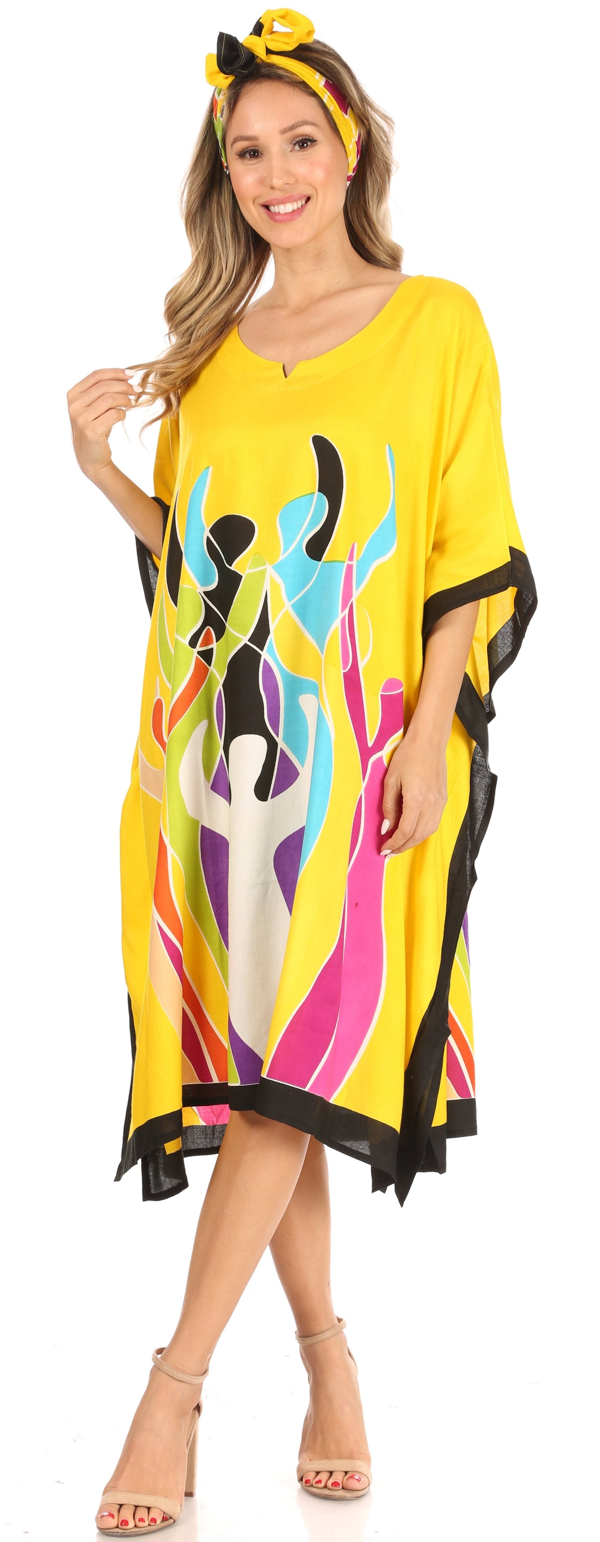 Sakkas Trina Women's Casual Loose Beach Poncho Caftan Dress Cover-up Many Print - Concordia Style Boutique