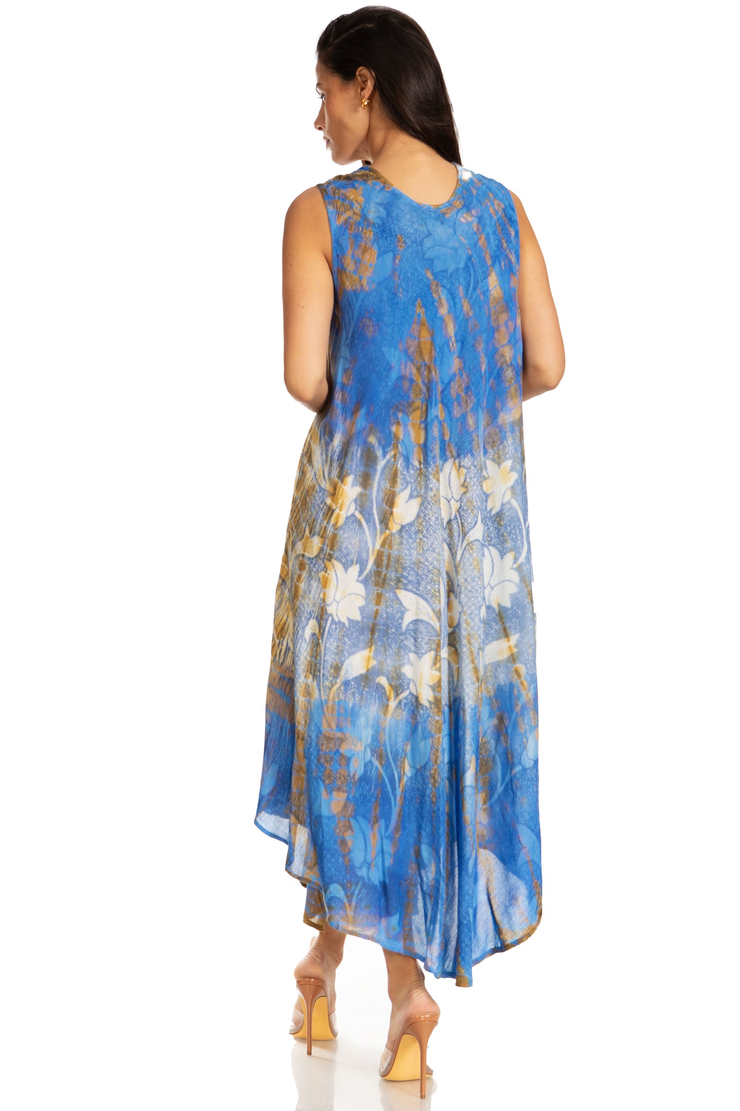 Sakkas Ombre Floral Tie Dye Tank Sheath Caftan Rayon Dress - Concordia Style Boutique