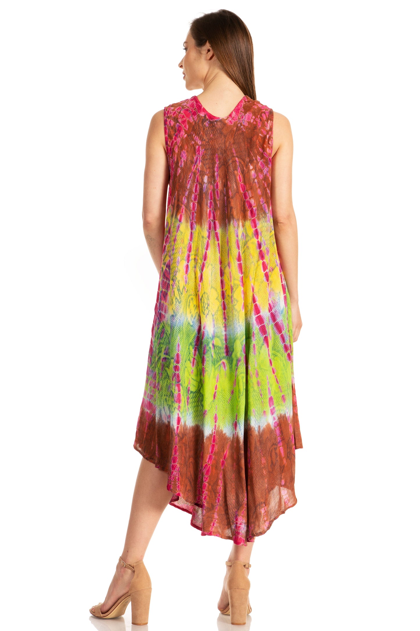 Sakkas Ombre Floral Tie Dye Tank Sheath Caftan Rayon Dress - Concordia Style Boutique