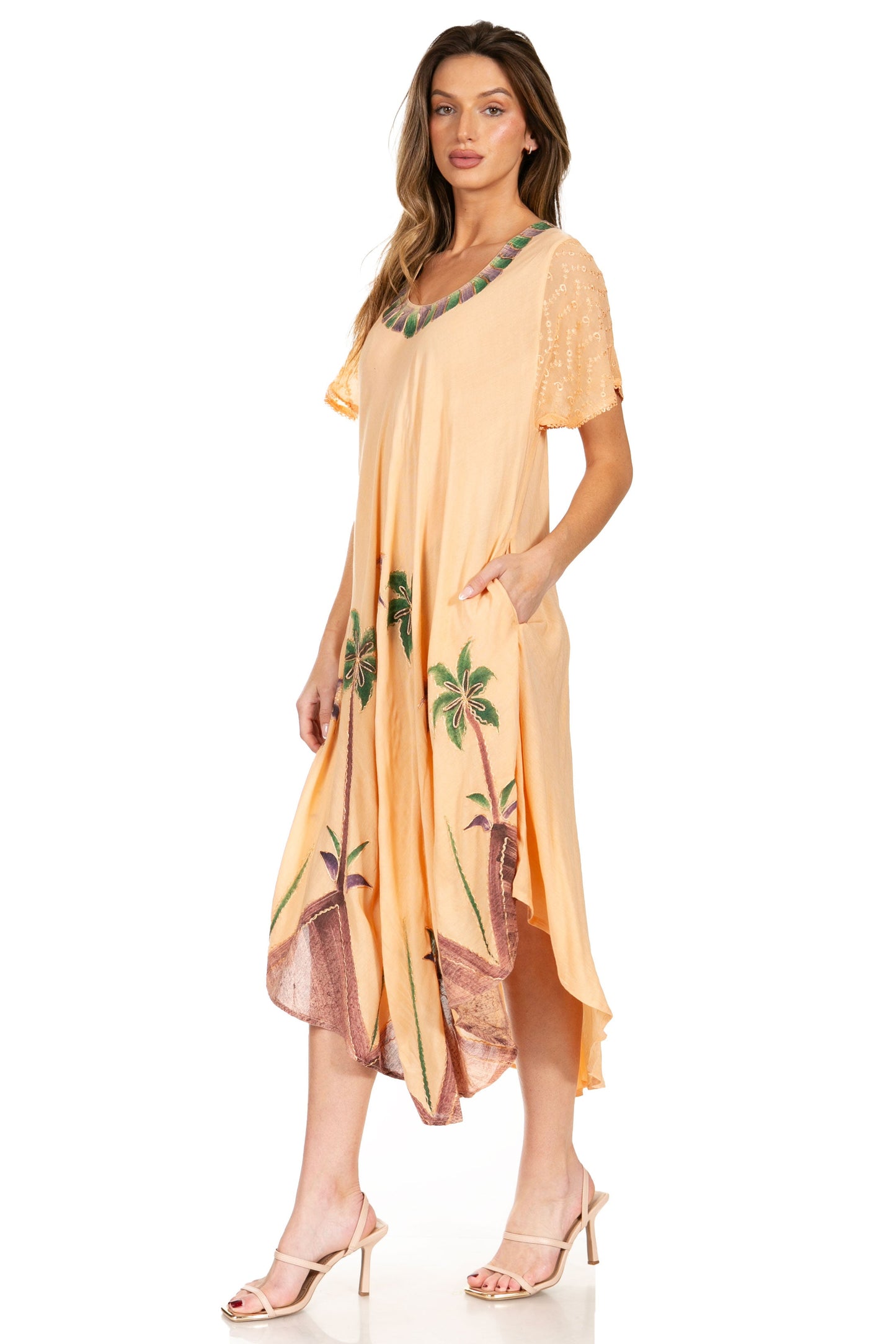 Sakkas Watercolor Palm Tree Tank Caftan Dress - Concordia Style Boutique