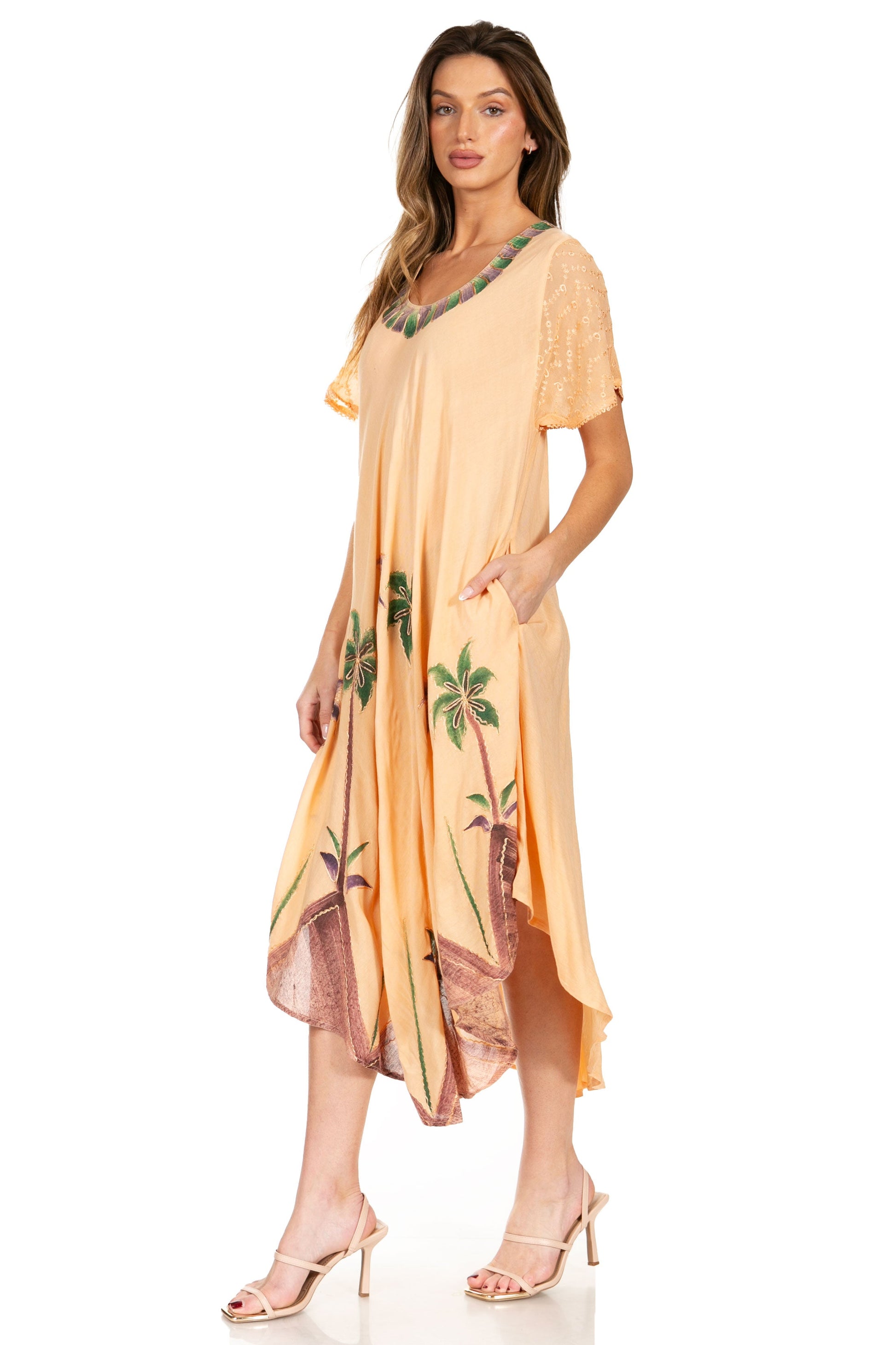 Sakkas Watercolor Palm Tree Tank Caftan Dress - Concordia Style Boutique