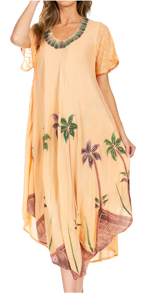 Sakkas Watercolor Palm Tree Tank Caftan Dress - Concordia Style Boutique