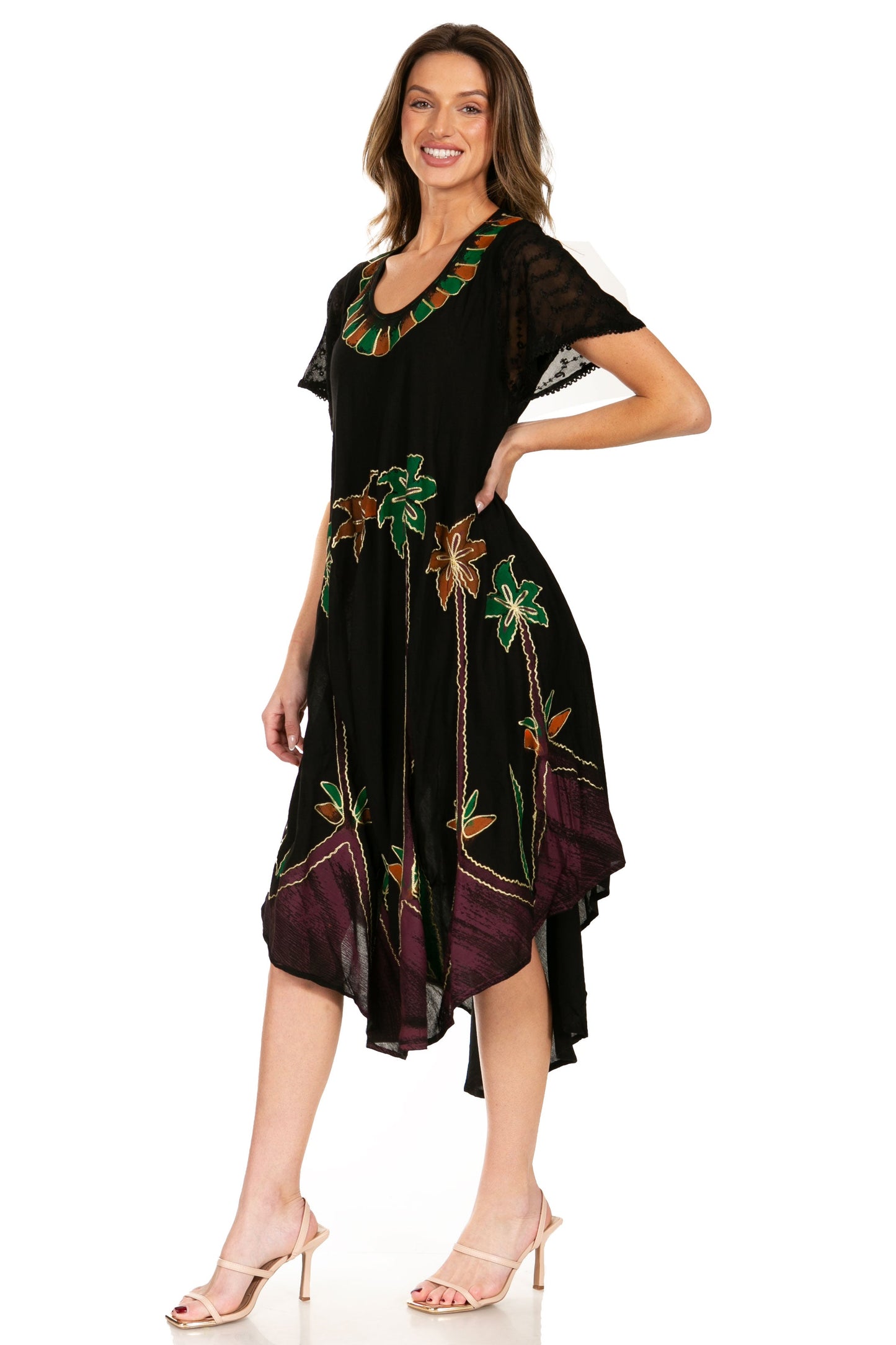 Sakkas Watercolor Palm Tree Tank Caftan Dress - Concordia Style Boutique