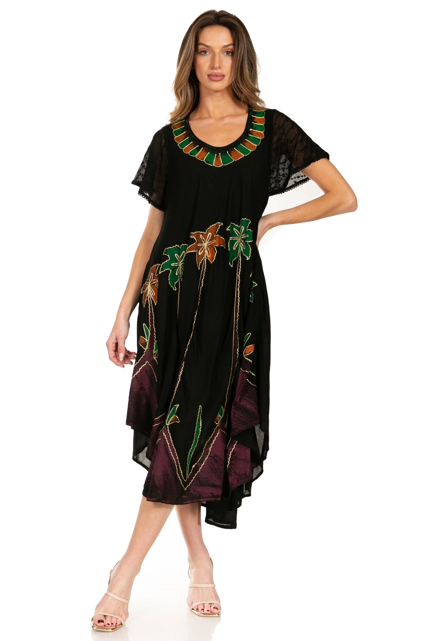 Sakkas Watercolor Palm Tree Tank Caftan Dress - Concordia Style Boutique