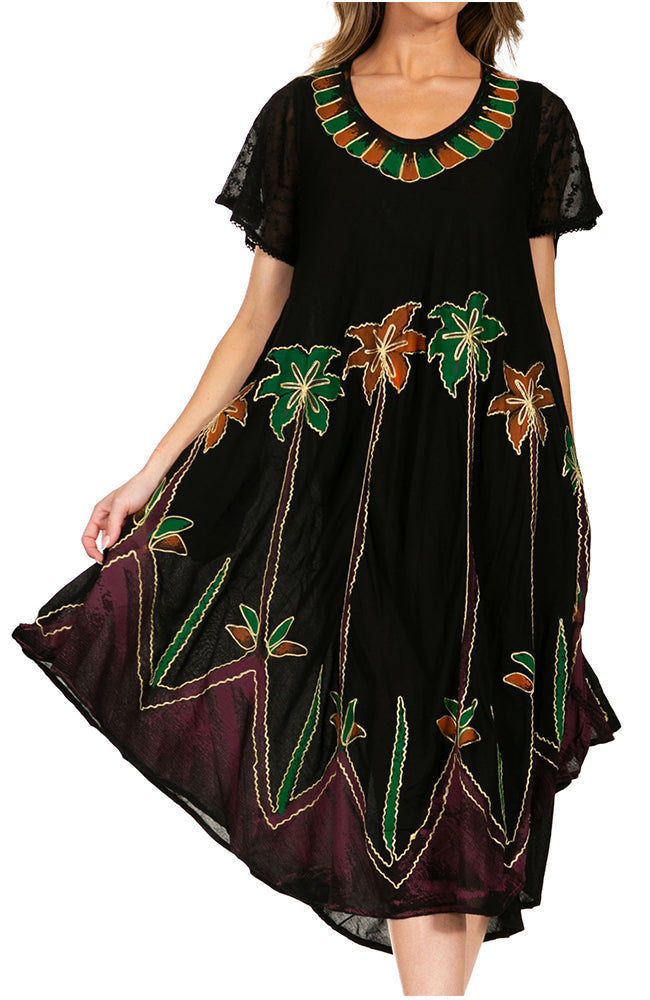 Sakkas Watercolor Palm Tree Tank Caftan Dress - Concordia Style Boutique