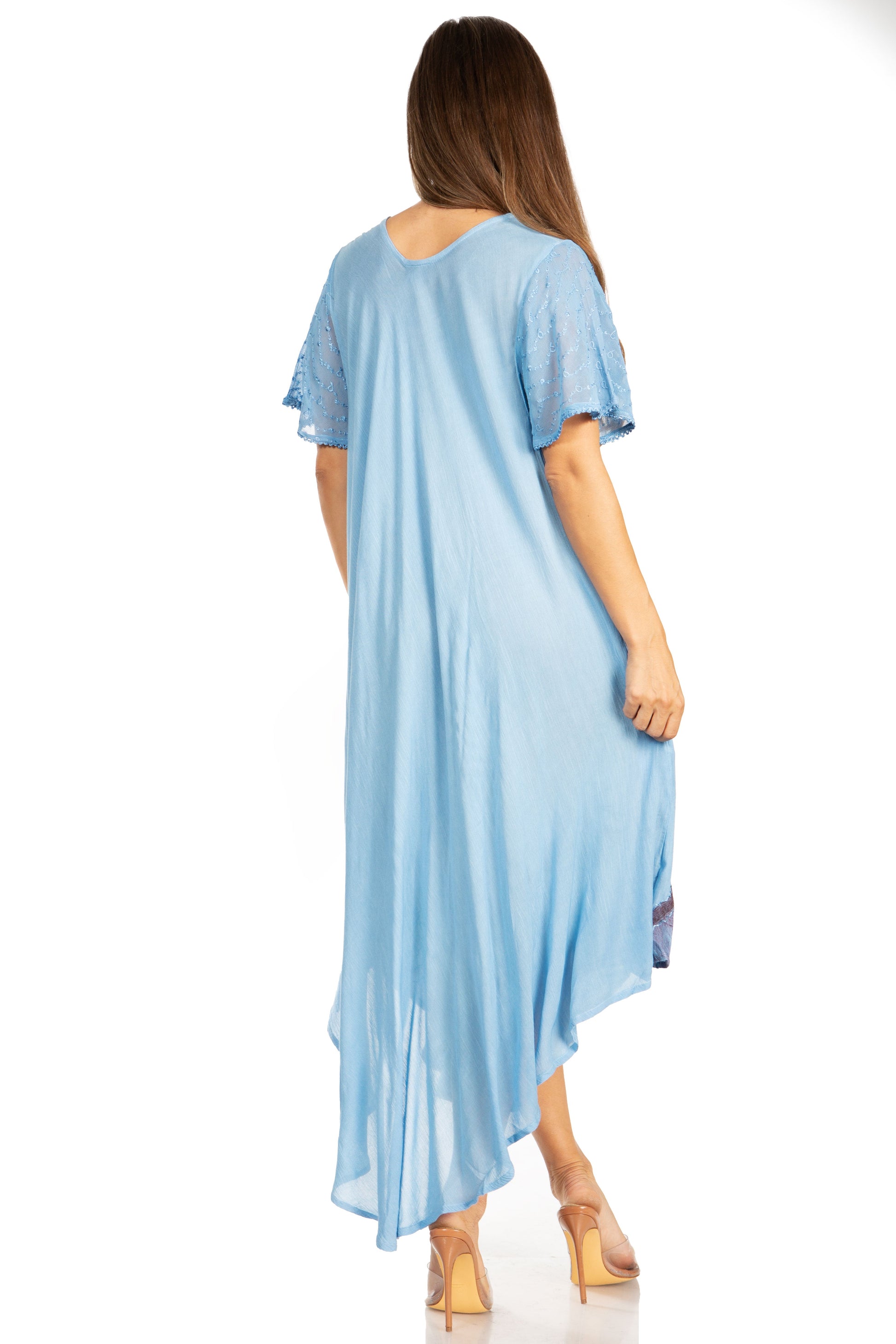 Sakkas Watercolor Palm Tree Tank Caftan Dress - Concordia Style Boutique