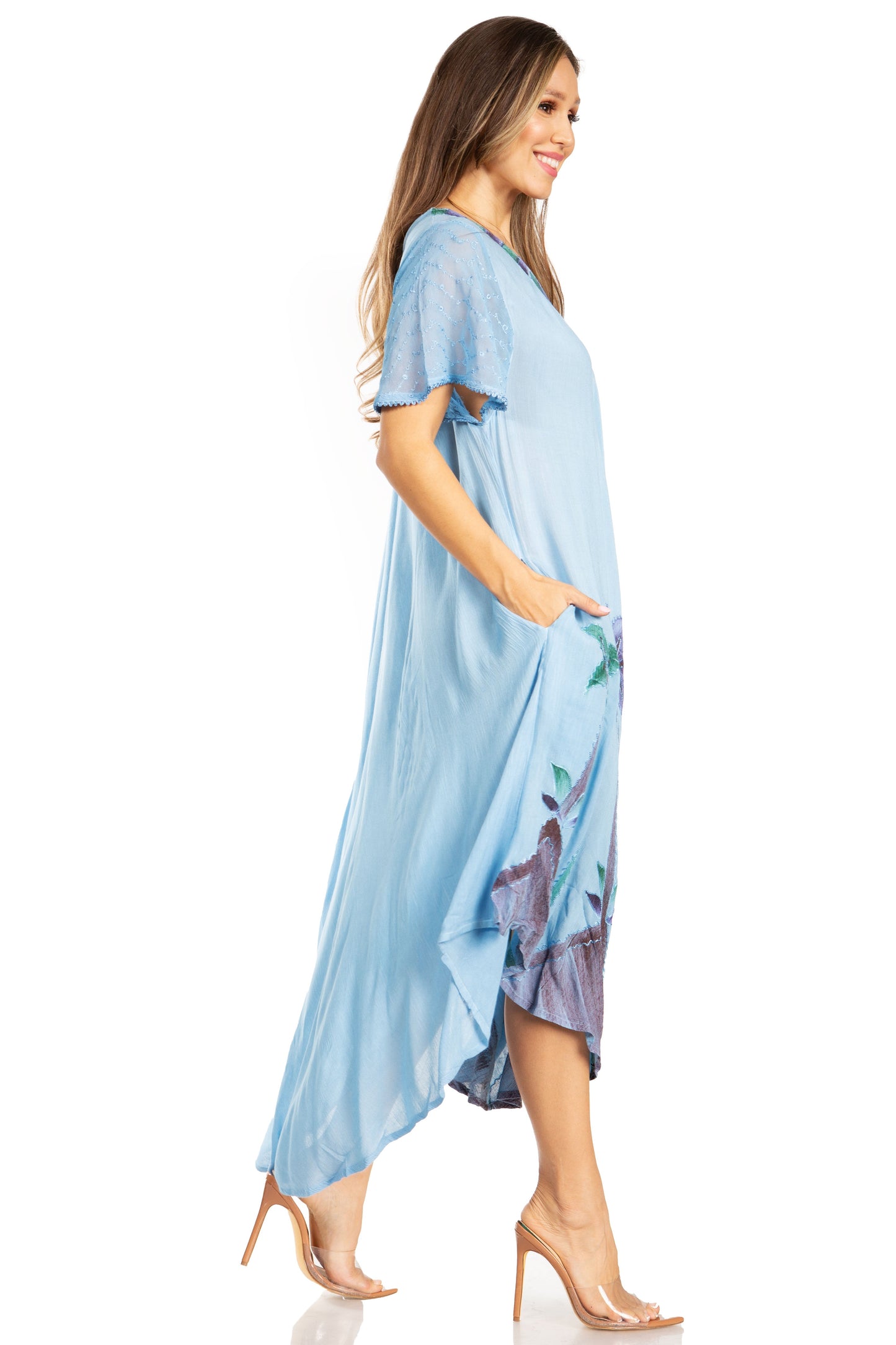 Sakkas Watercolor Palm Tree Tank Caftan Dress - Concordia Style Boutique