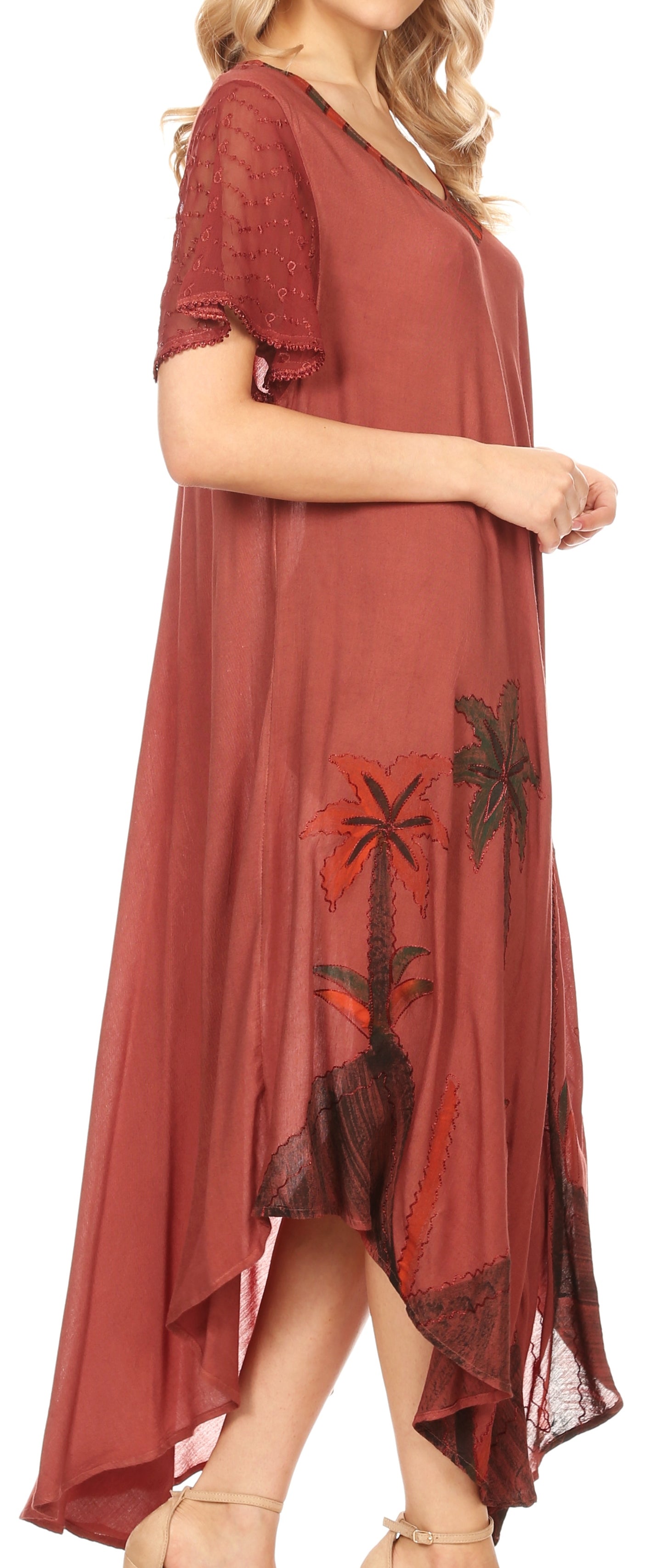 Sakkas Watercolor Palm Tree Tank Caftan Dress - Concordia Style Boutique