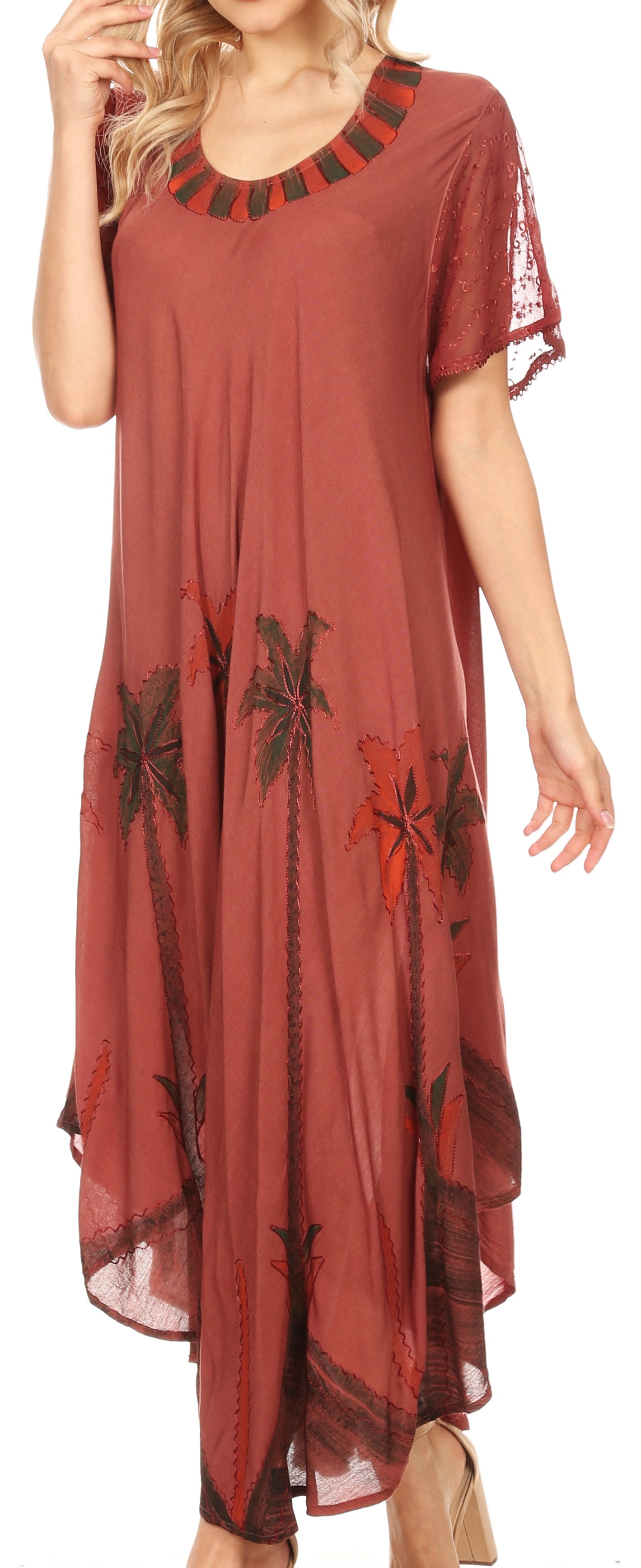 Sakkas Watercolor Palm Tree Tank Caftan Dress - Concordia Style Boutique