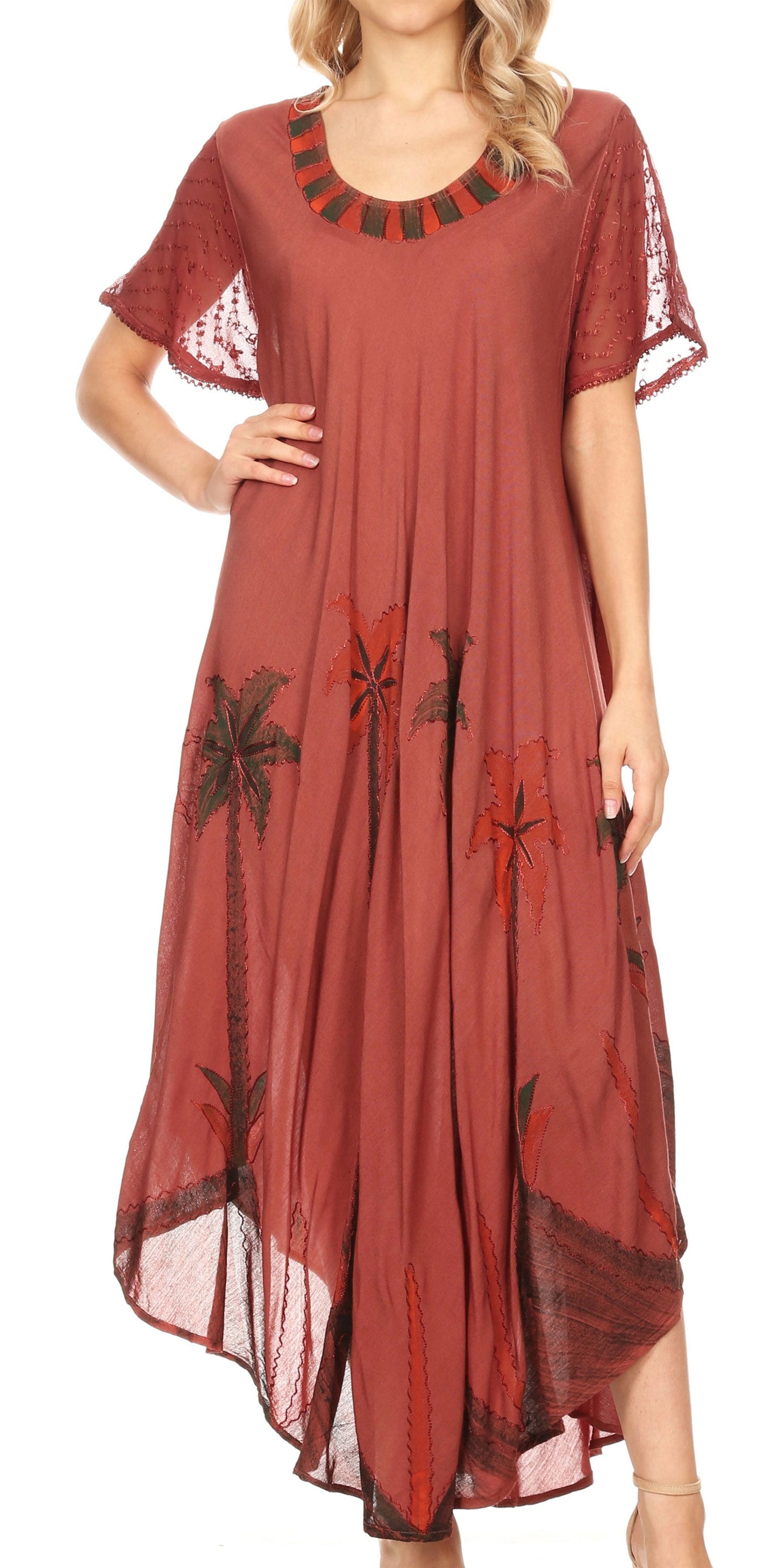 Sakkas Watercolor Palm Tree Tank Caftan Dress - Concordia Style Boutique