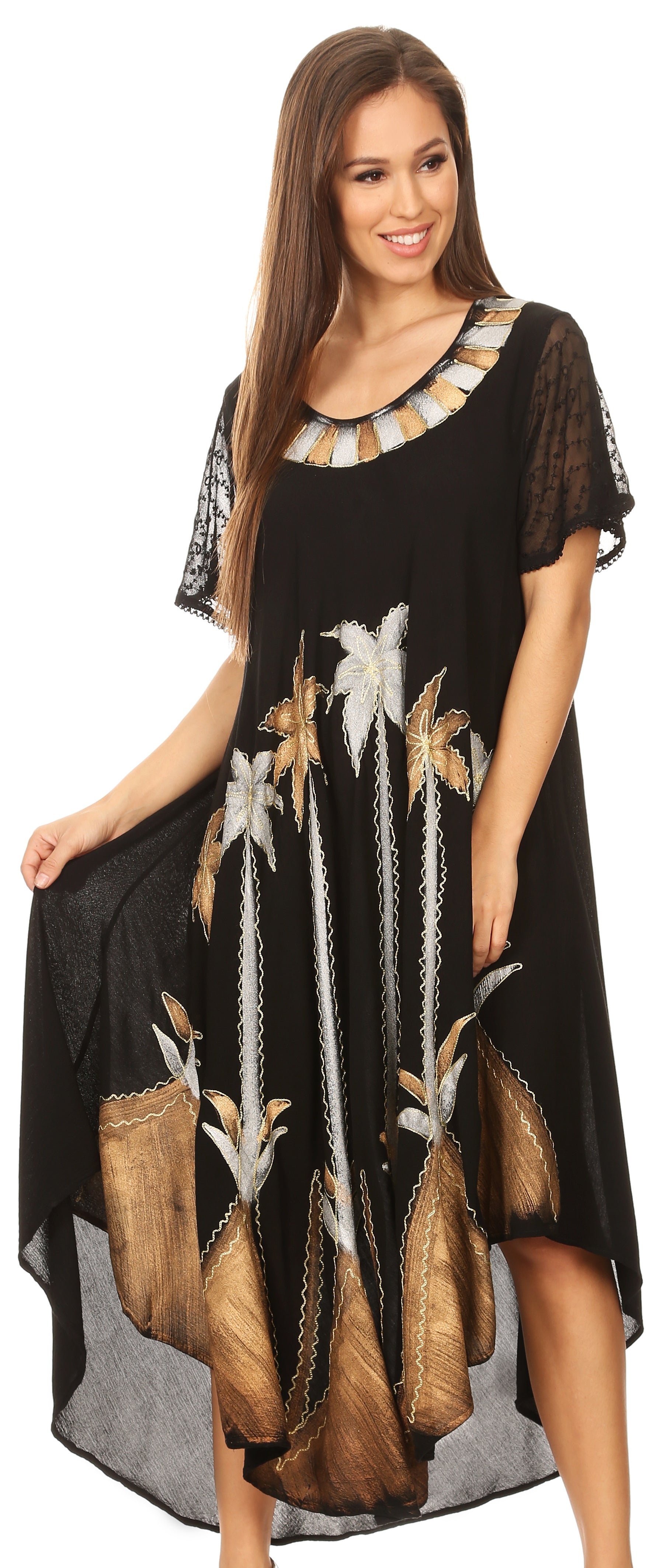 Sakkas Watercolor Palm Tree Tank Caftan Dress - Concordia Style Boutique