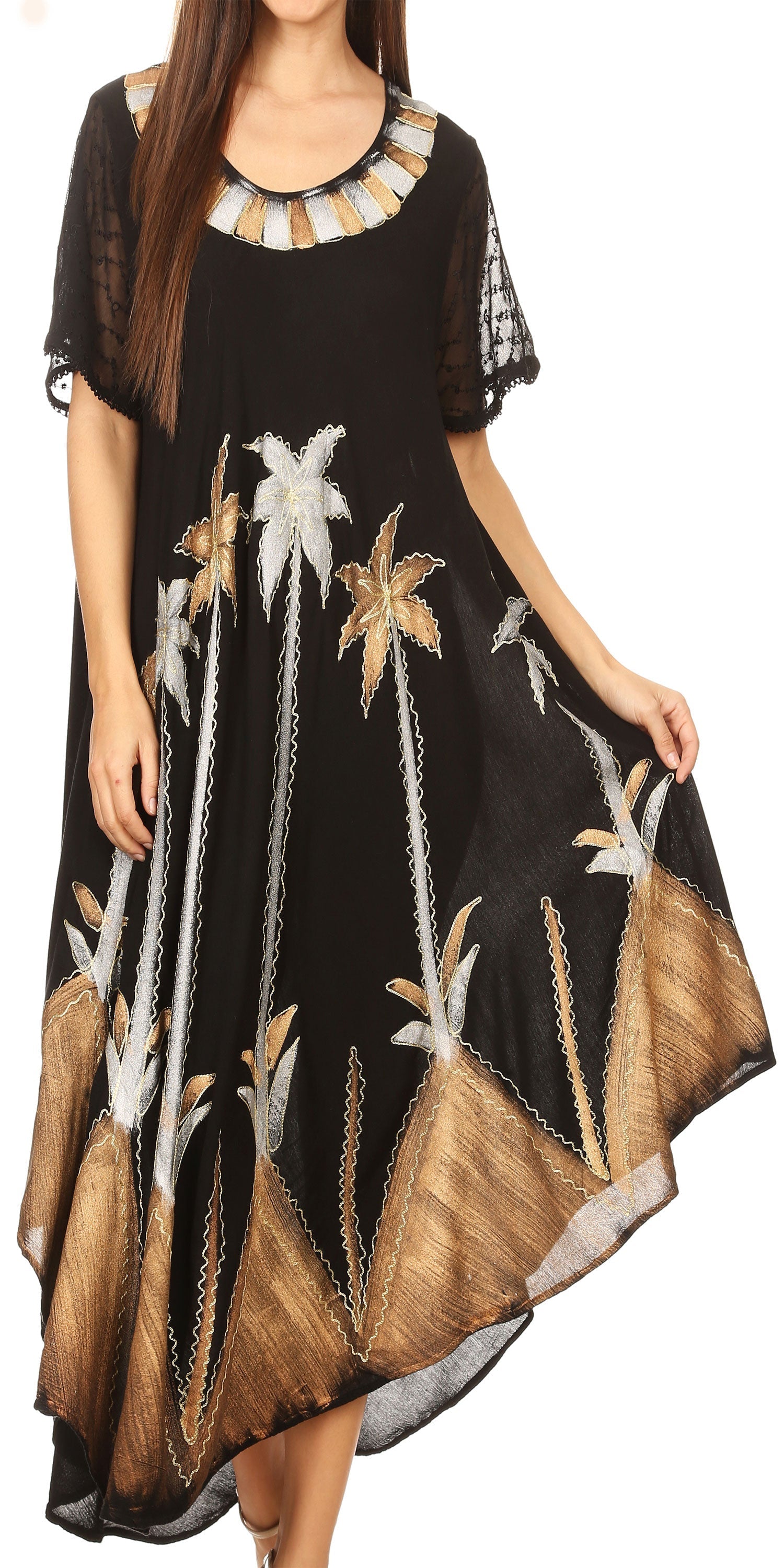 Sakkas Watercolor Palm Tree Tank Caftan Dress - Concordia Style Boutique