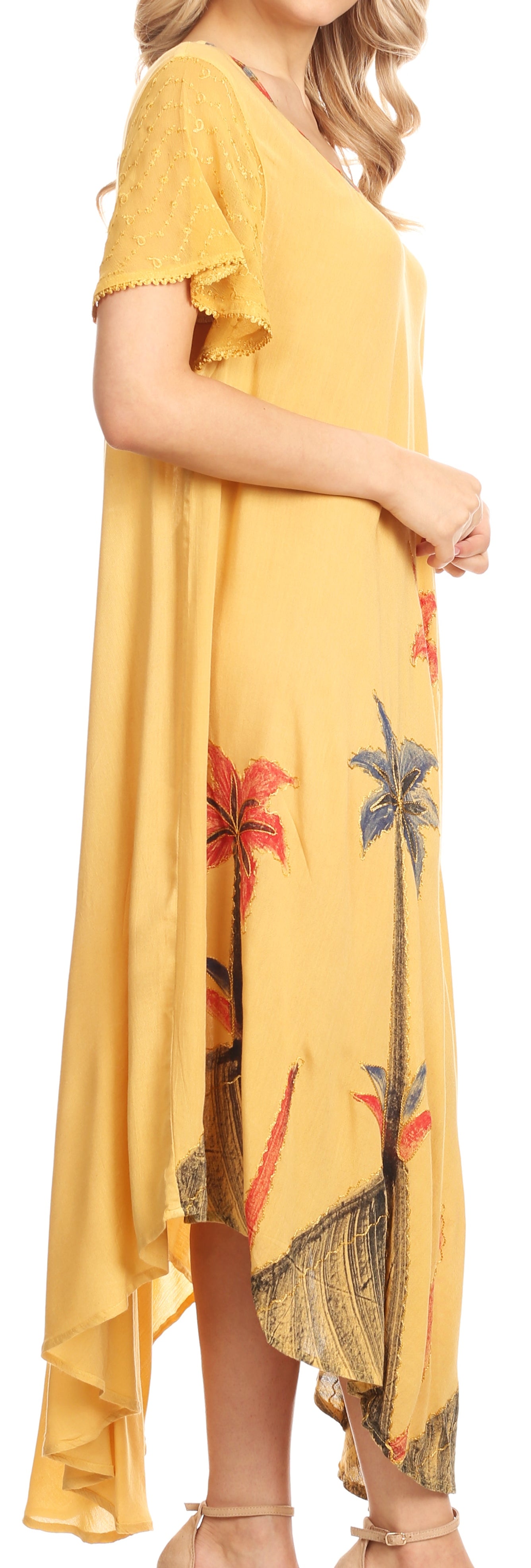 Sakkas Watercolor Palm Tree Tank Caftan Dress - Concordia Style Boutique