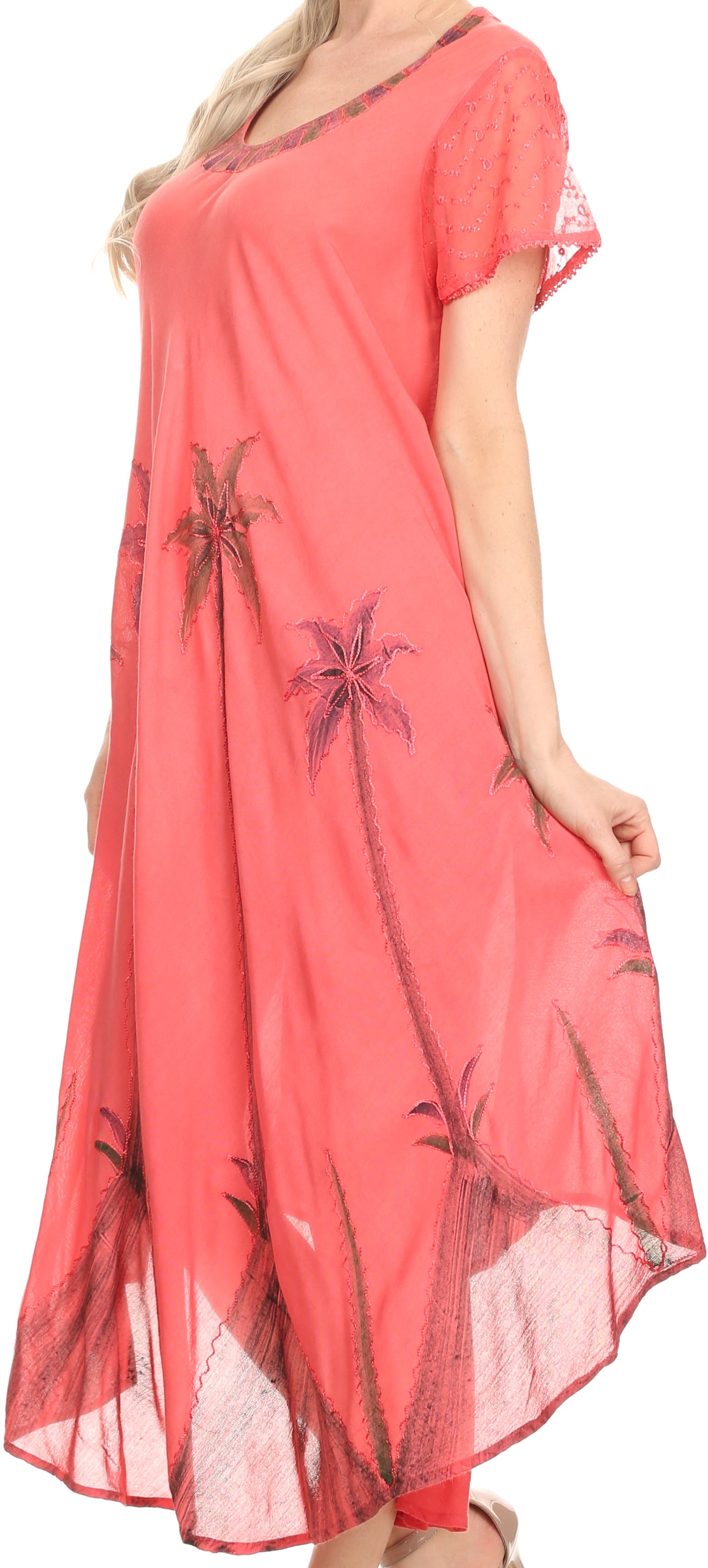 Sakkas Watercolor Palm Tree Tank Caftan Dress - Concordia Style Boutique