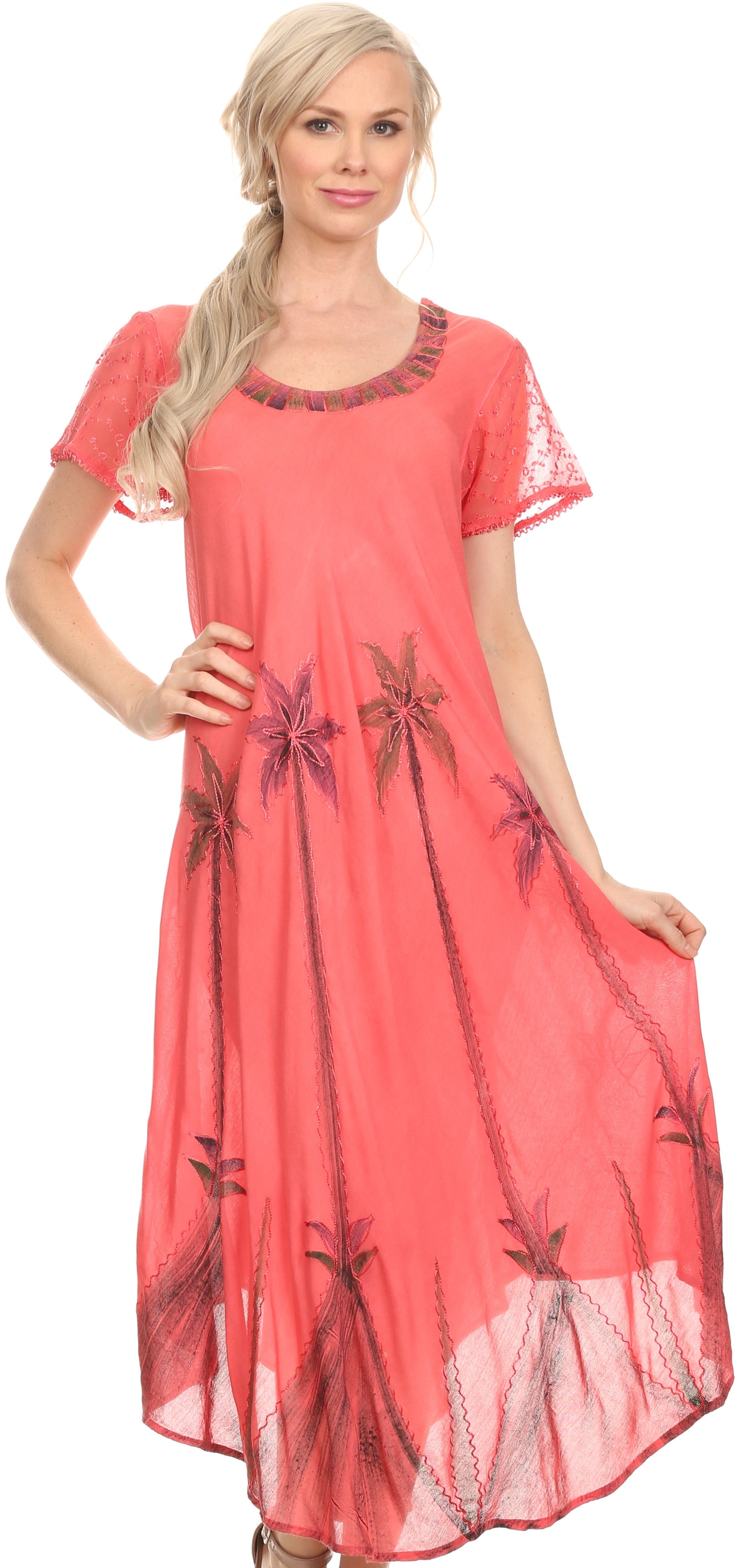 Sakkas Watercolor Palm Tree Tank Caftan Dress - Concordia Style Boutique
