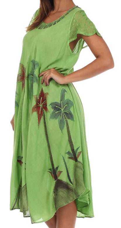 Sakkas Watercolor Palm Tree Tank Caftan Dress - Concordia Style Boutique