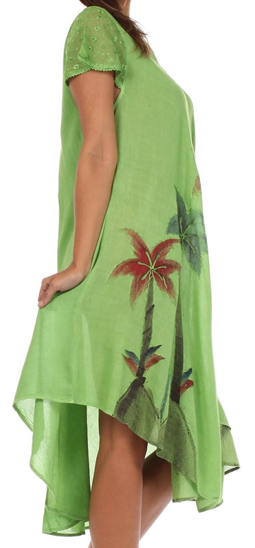 Sakkas Watercolor Palm Tree Tank Caftan Dress - Concordia Style Boutique