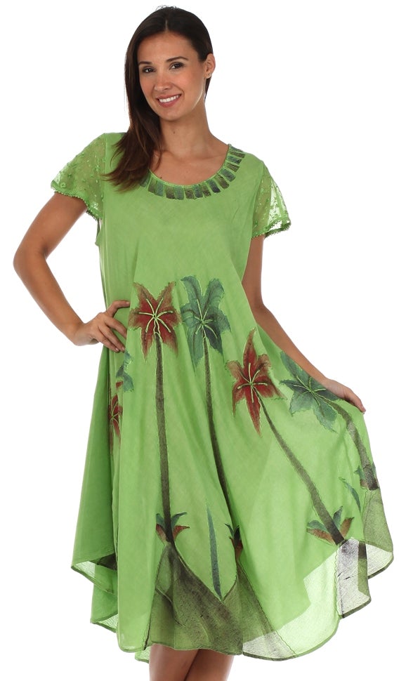 Sakkas Watercolor Palm Tree Tank Caftan Dress - Concordia Style Boutique