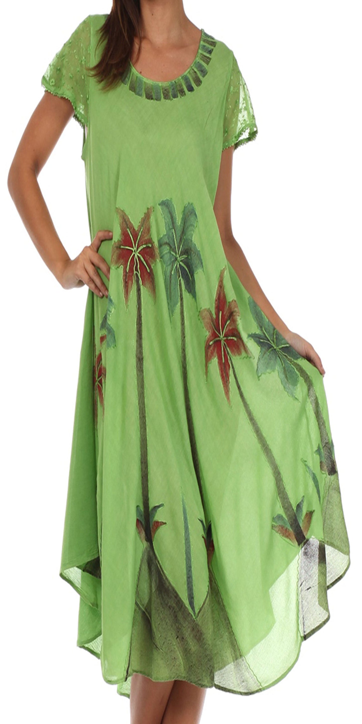 Sakkas Watercolor Palm Tree Tank Caftan Dress - Concordia Style Boutique