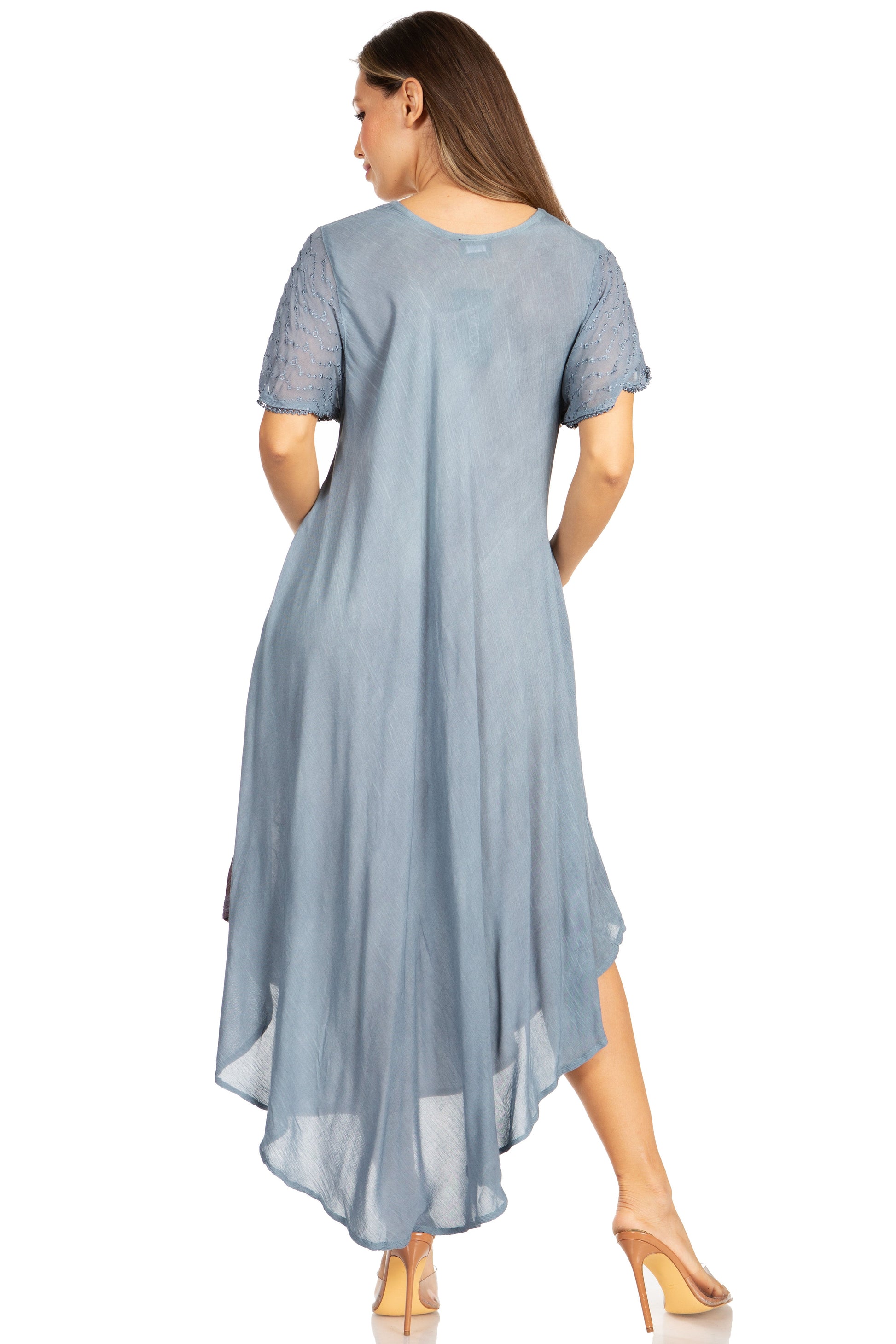 Sakkas Watercolor Palm Tree Tank Caftan Dress - Concordia Style Boutique