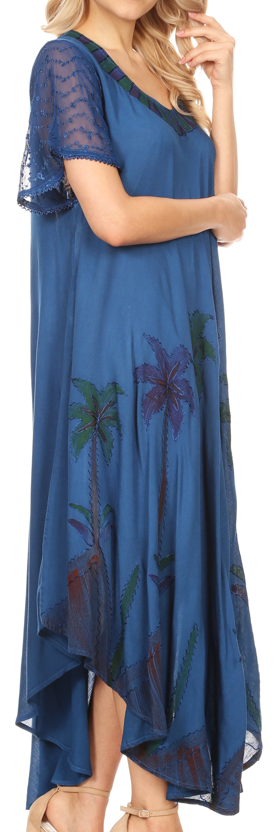 Sakkas Watercolor Palm Tree Tank Caftan Dress - Concordia Style Boutique