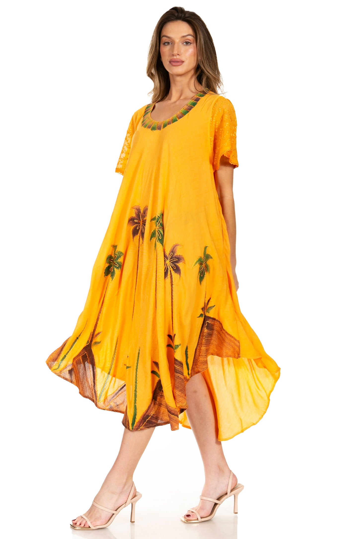 Sakkas Watercolor Palm Tree Tank Caftan Dress - Concordia Style Boutique