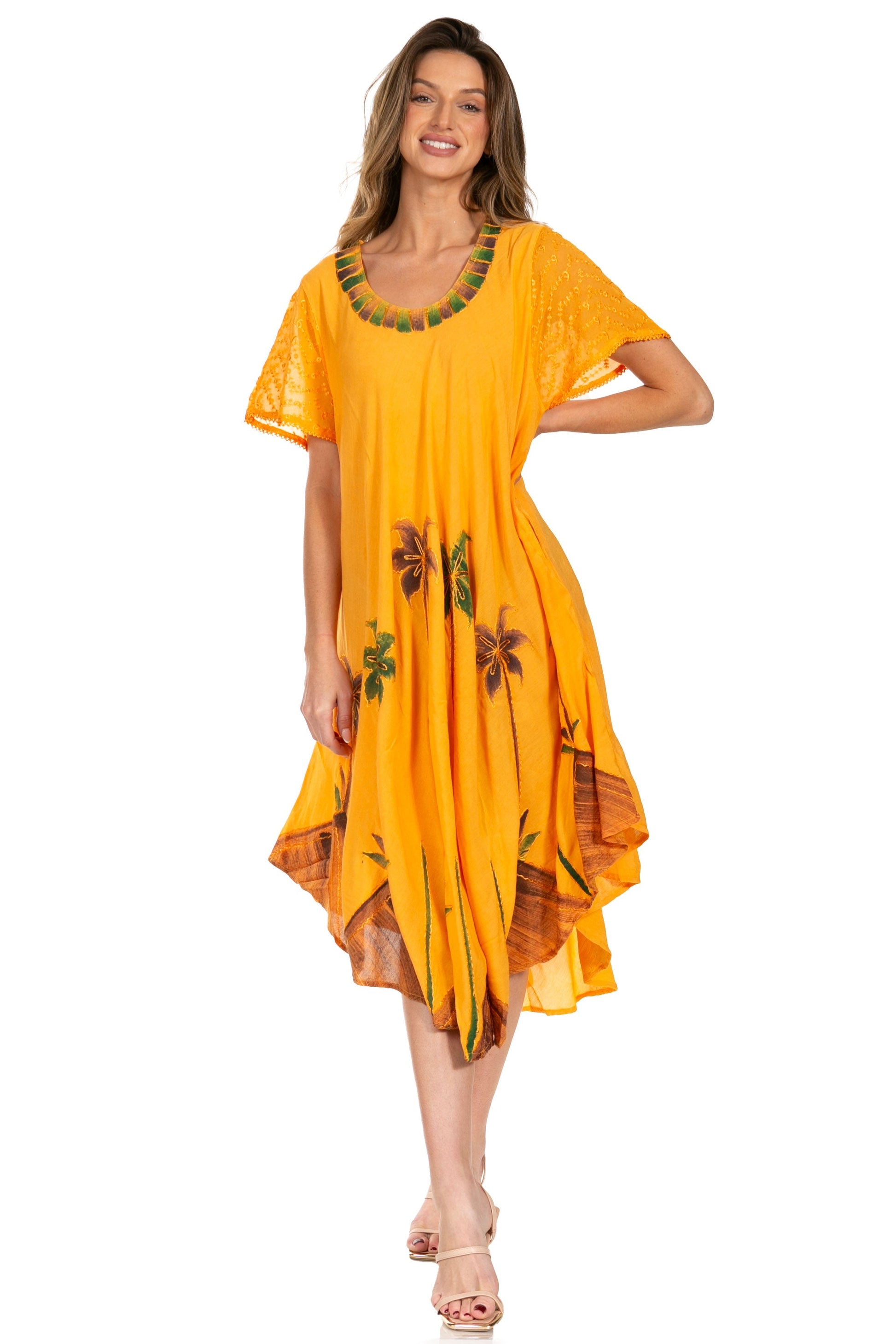 Sakkas Watercolor Palm Tree Tank Caftan Dress - Concordia Style Boutique