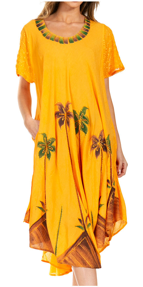 Sakkas Watercolor Palm Tree Tank Caftan Dress - Concordia Style Boutique