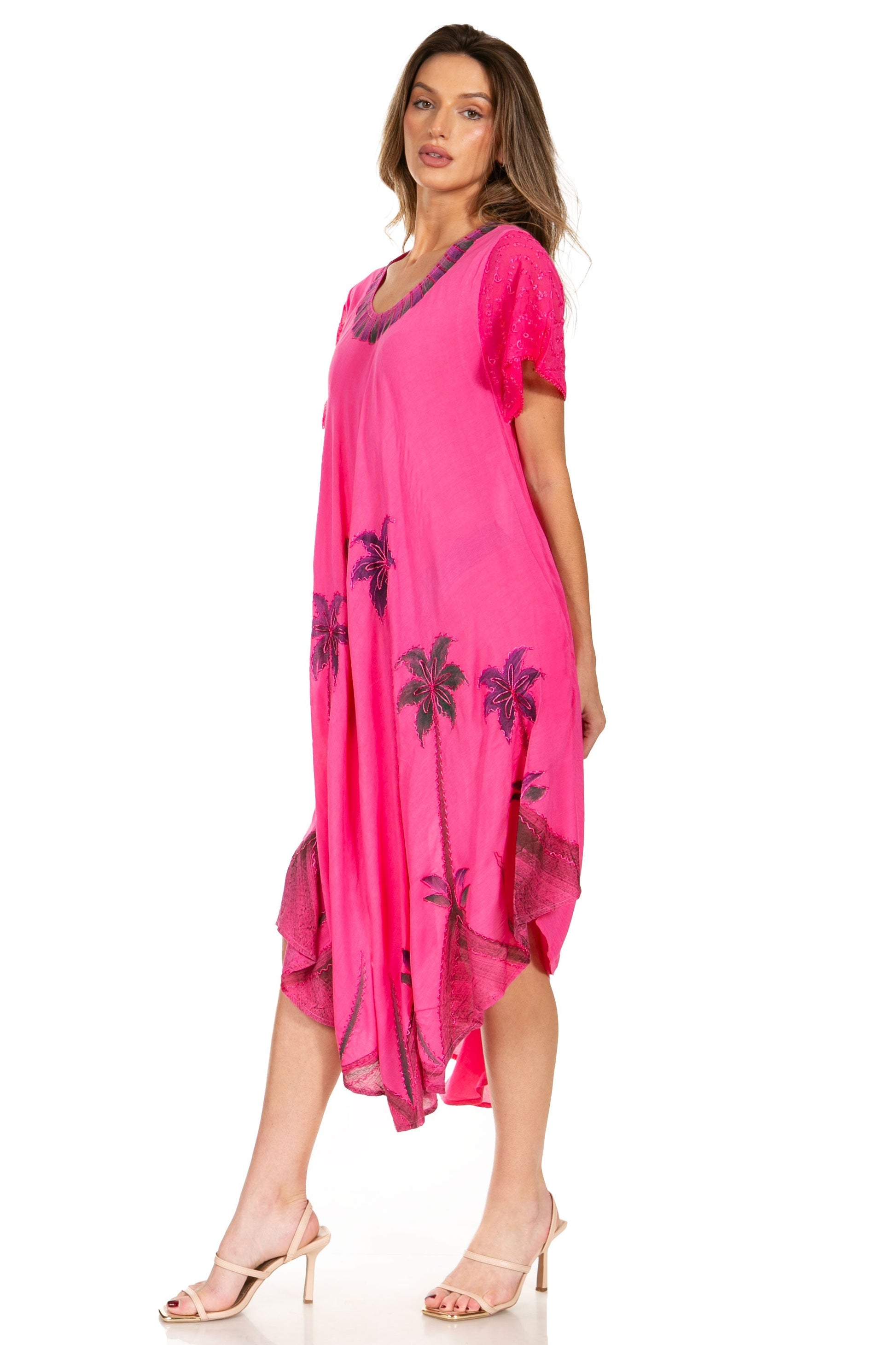 Sakkas Watercolor Palm Tree Tank Caftan Dress - Concordia Style Boutique