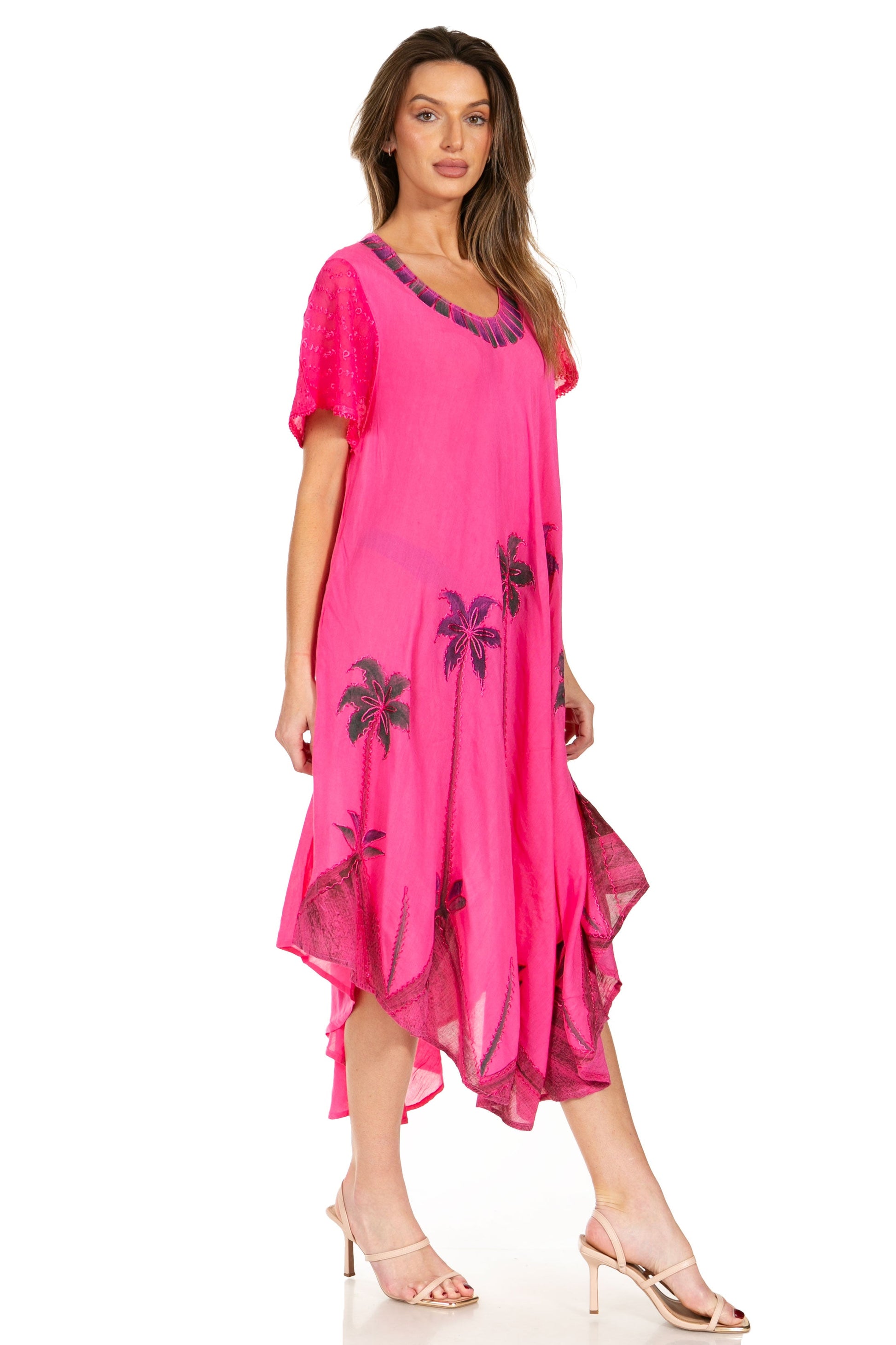 Sakkas Watercolor Palm Tree Tank Caftan Dress - Concordia Style Boutique