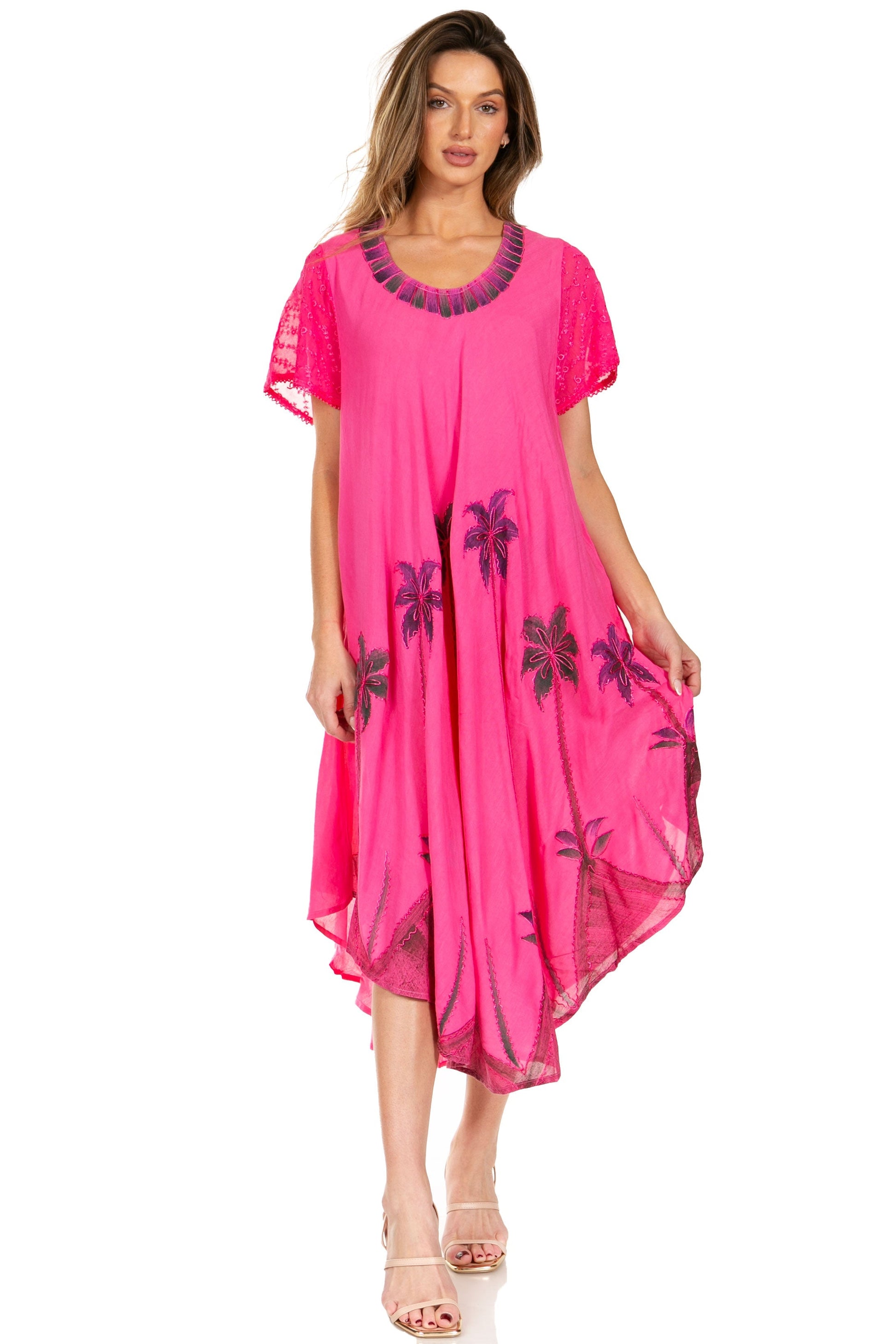 Sakkas Watercolor Palm Tree Tank Caftan Dress - Concordia Style Boutique