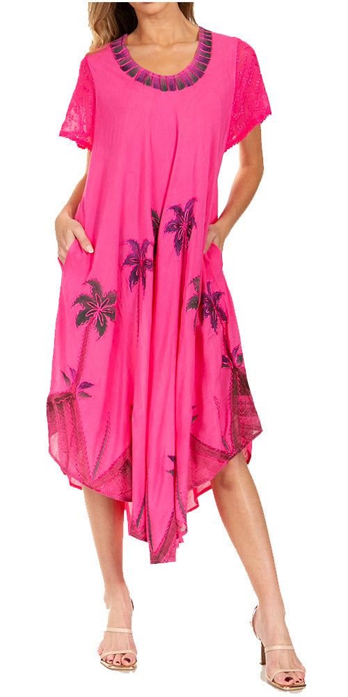Sakkas Watercolor Palm Tree Tank Caftan Dress - Concordia Style Boutique