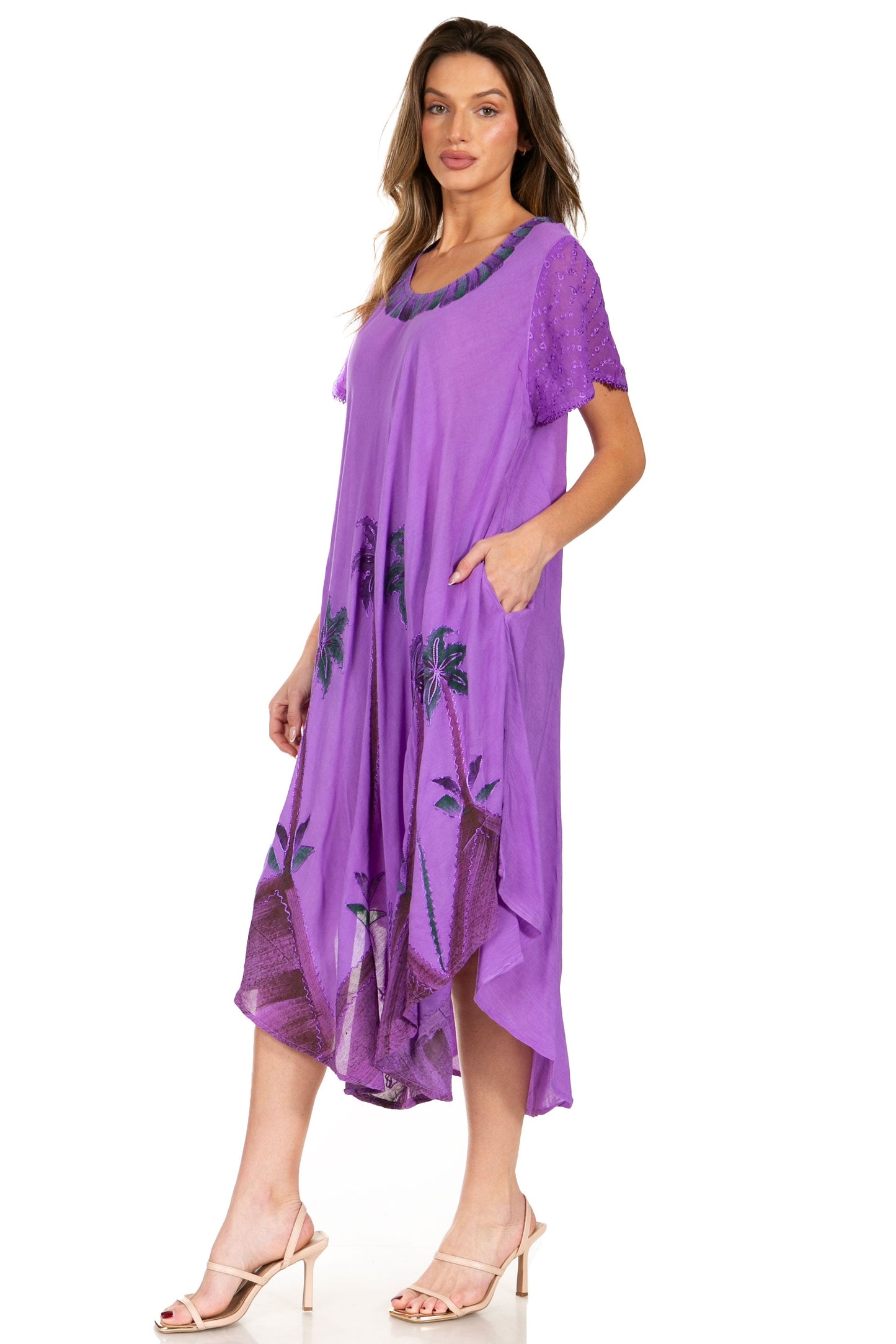Sakkas Watercolor Palm Tree Tank Caftan Dress - Concordia Style Boutique