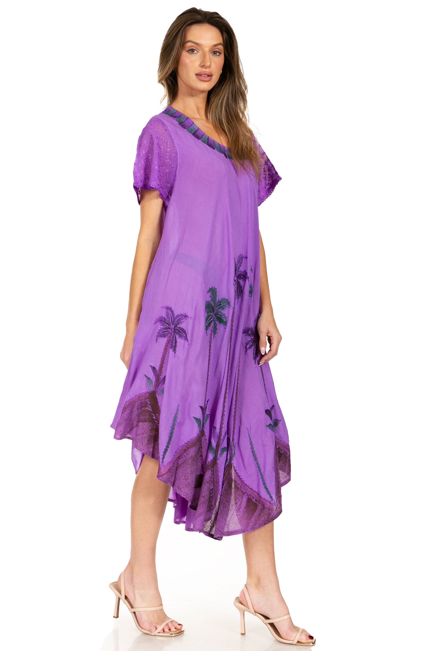 Sakkas Watercolor Palm Tree Tank Caftan Dress - Concordia Style Boutique