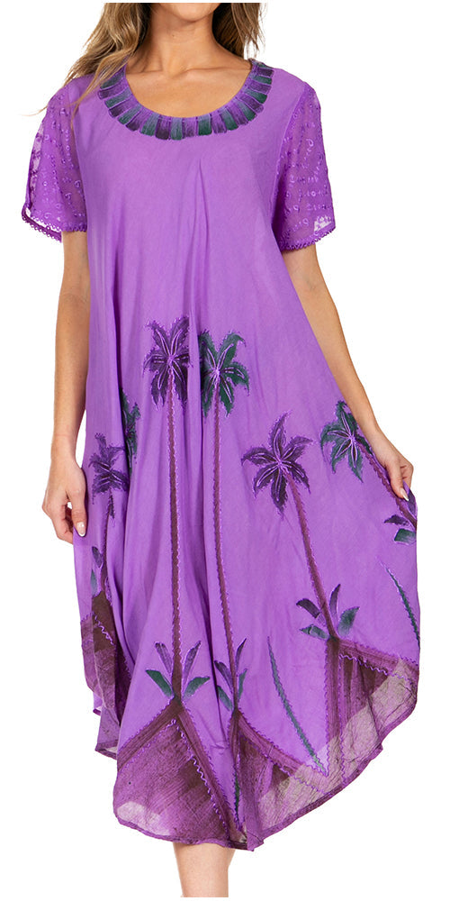 Sakkas Watercolor Palm Tree Tank Caftan Dress - Concordia Style Boutique