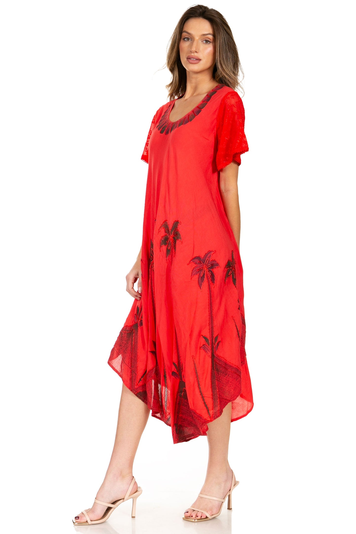 Sakkas Watercolor Palm Tree Tank Caftan Dress - Concordia Style Boutique