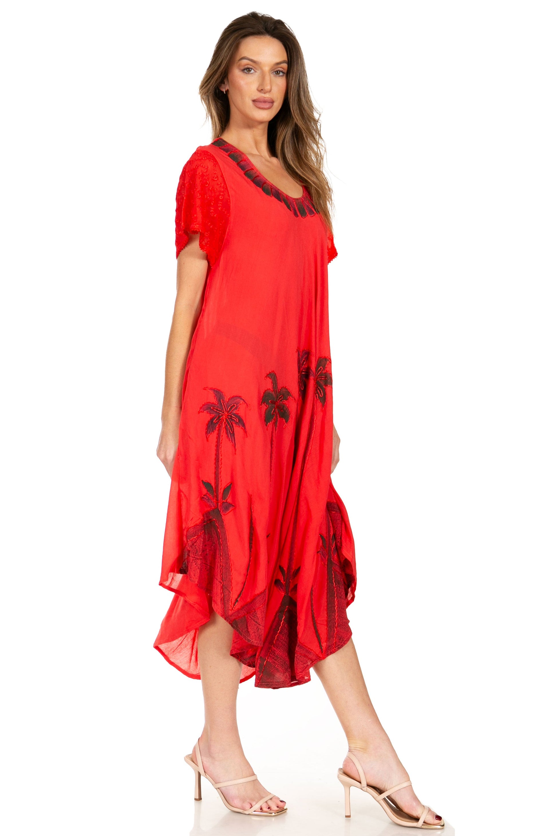 Sakkas Watercolor Palm Tree Tank Caftan Dress - Concordia Style Boutique