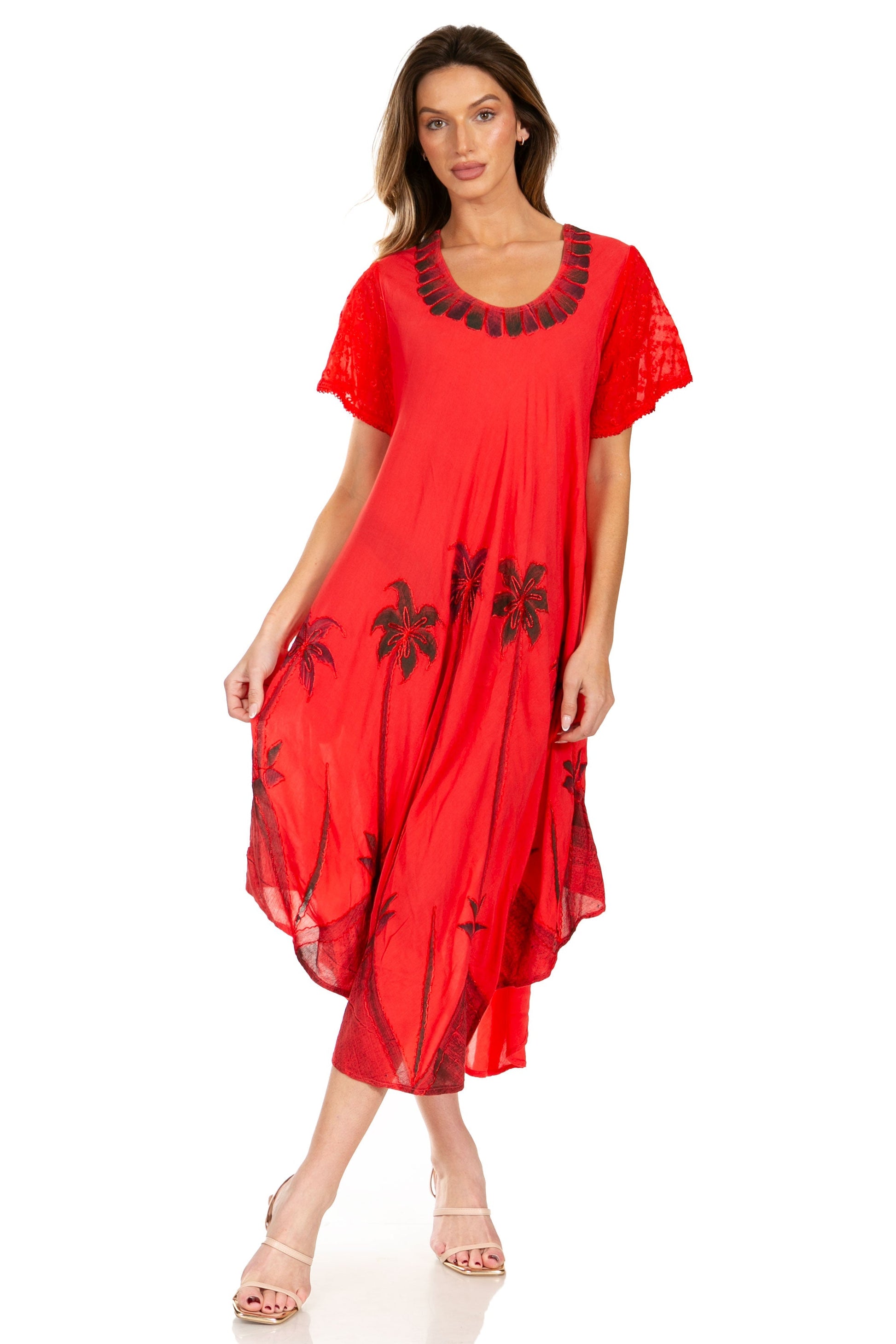 Sakkas Watercolor Palm Tree Tank Caftan Dress - Concordia Style Boutique