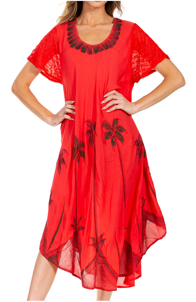 Sakkas Watercolor Palm Tree Tank Caftan Dress - Concordia Style Boutique