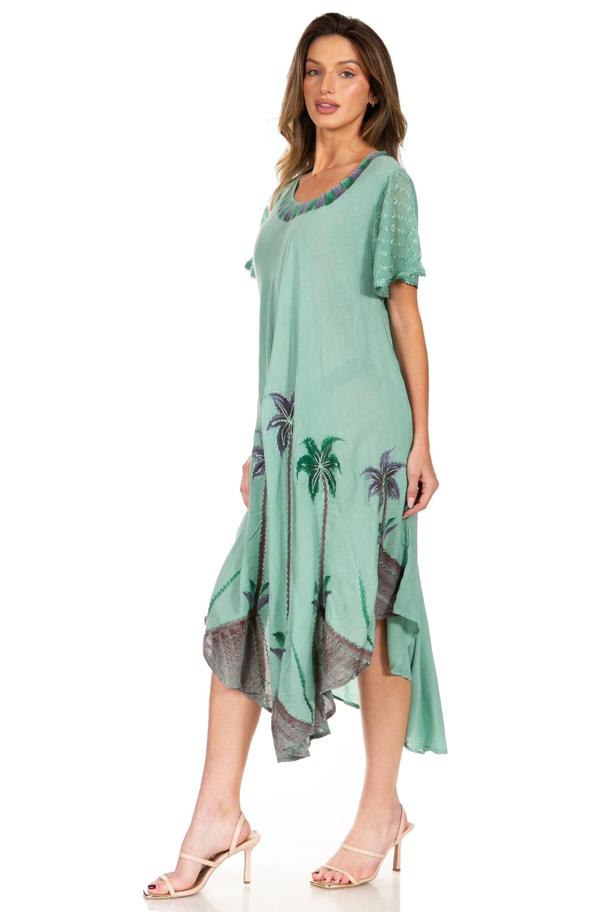 Sakkas Watercolor Palm Tree Tank Caftan Dress - Concordia Style Boutique