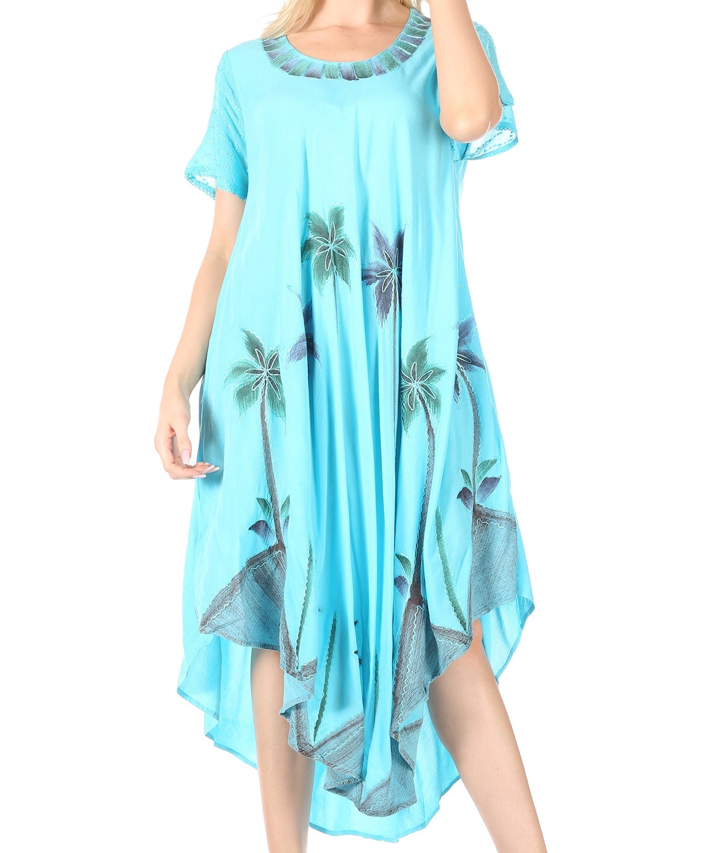 Sakkas Watercolor Palm Tree Tank Caftan Dress - Concordia Style Boutique