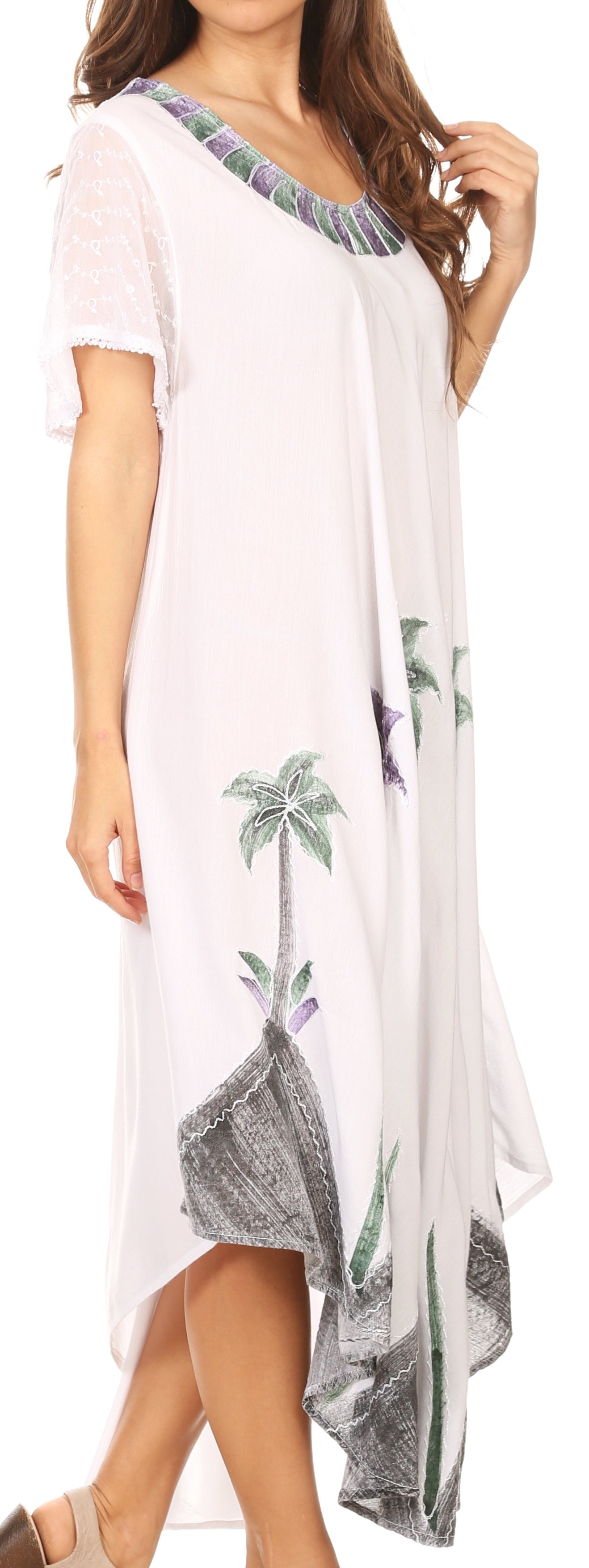 Sakkas Watercolor Palm Tree Tank Caftan Dress - Concordia Style Boutique